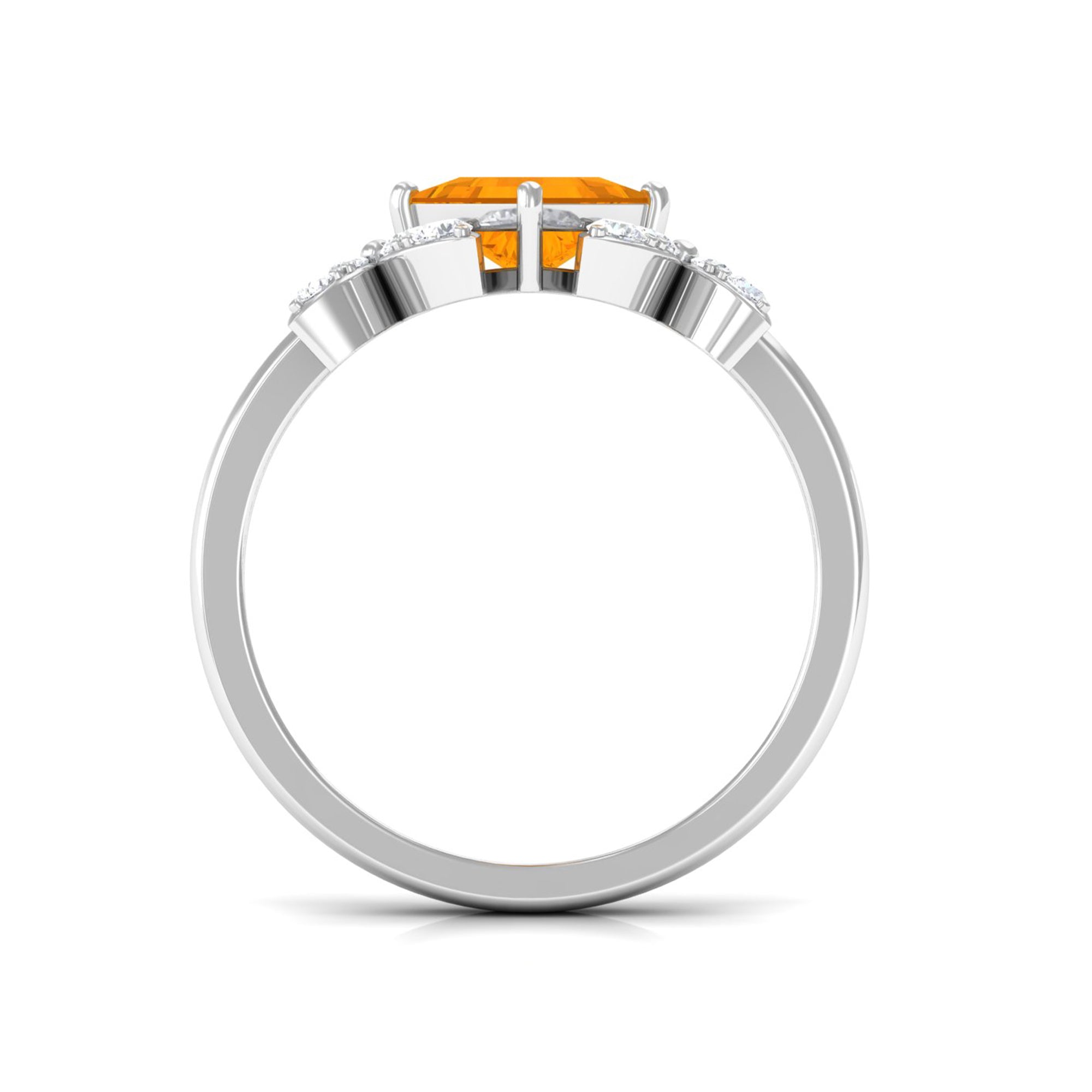 1.50 CT Princess Cut Fire Opal Flower Engagement Ring with Diamond AAA - Rosec Jewels