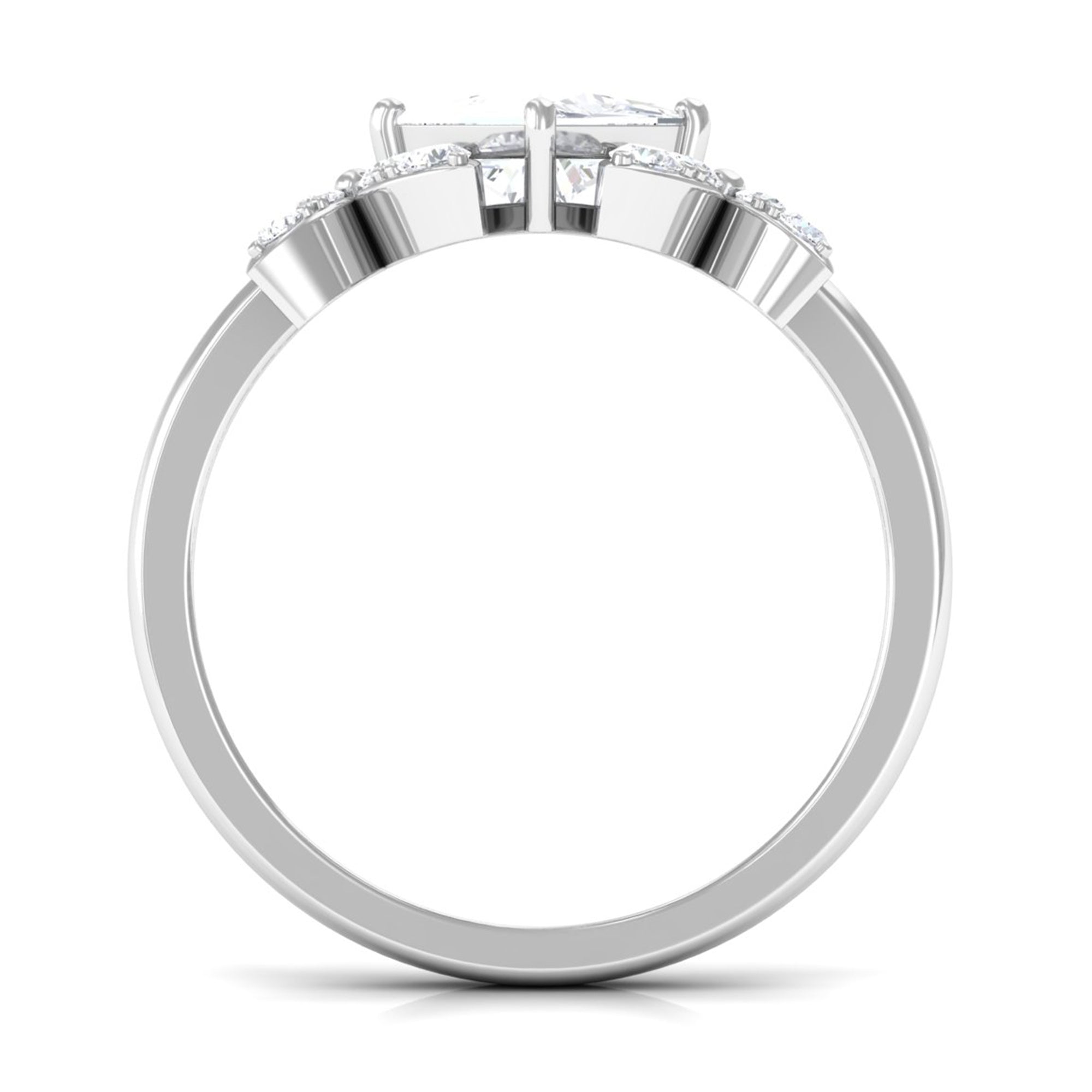 Zircon Floral Inspired Engagement Ring AAAA - Rosec Jewels