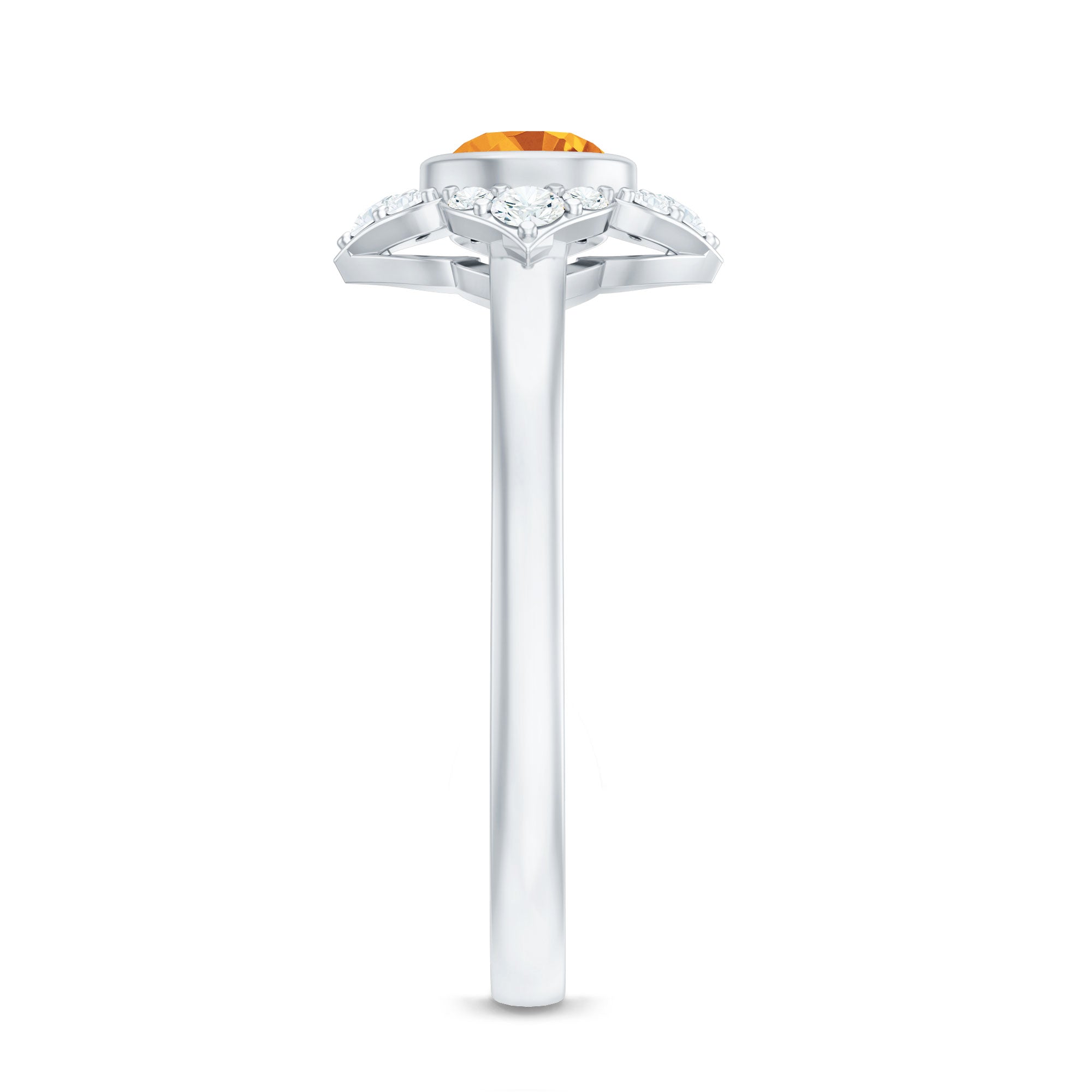 Natural Citrine Diamond Flower Engagement Ring with Certificate AAA - Rosec Jewels