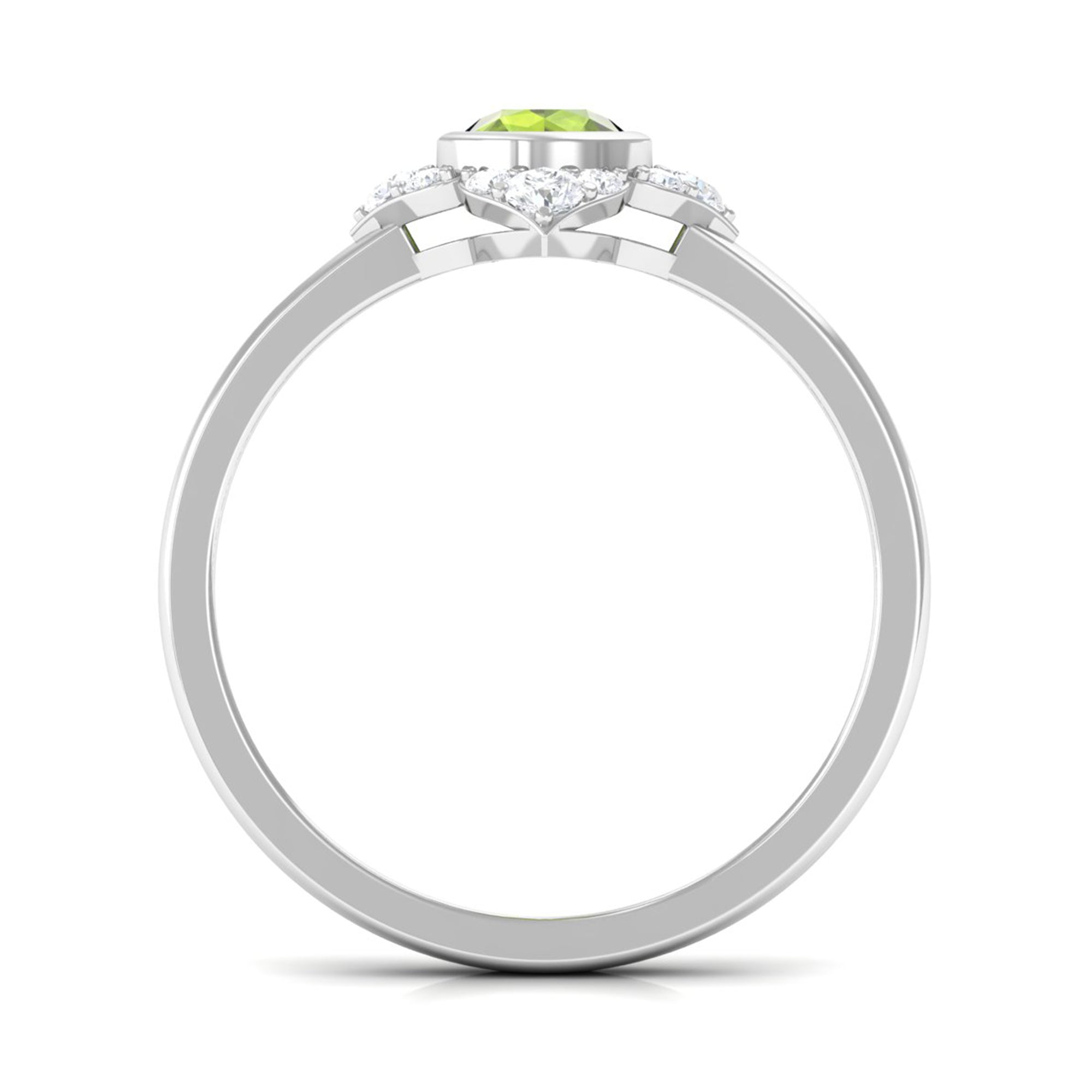 0.50 CT Vintage Inspired Peridot Engagement Ring with Diamond AAA - Rosec Jewels