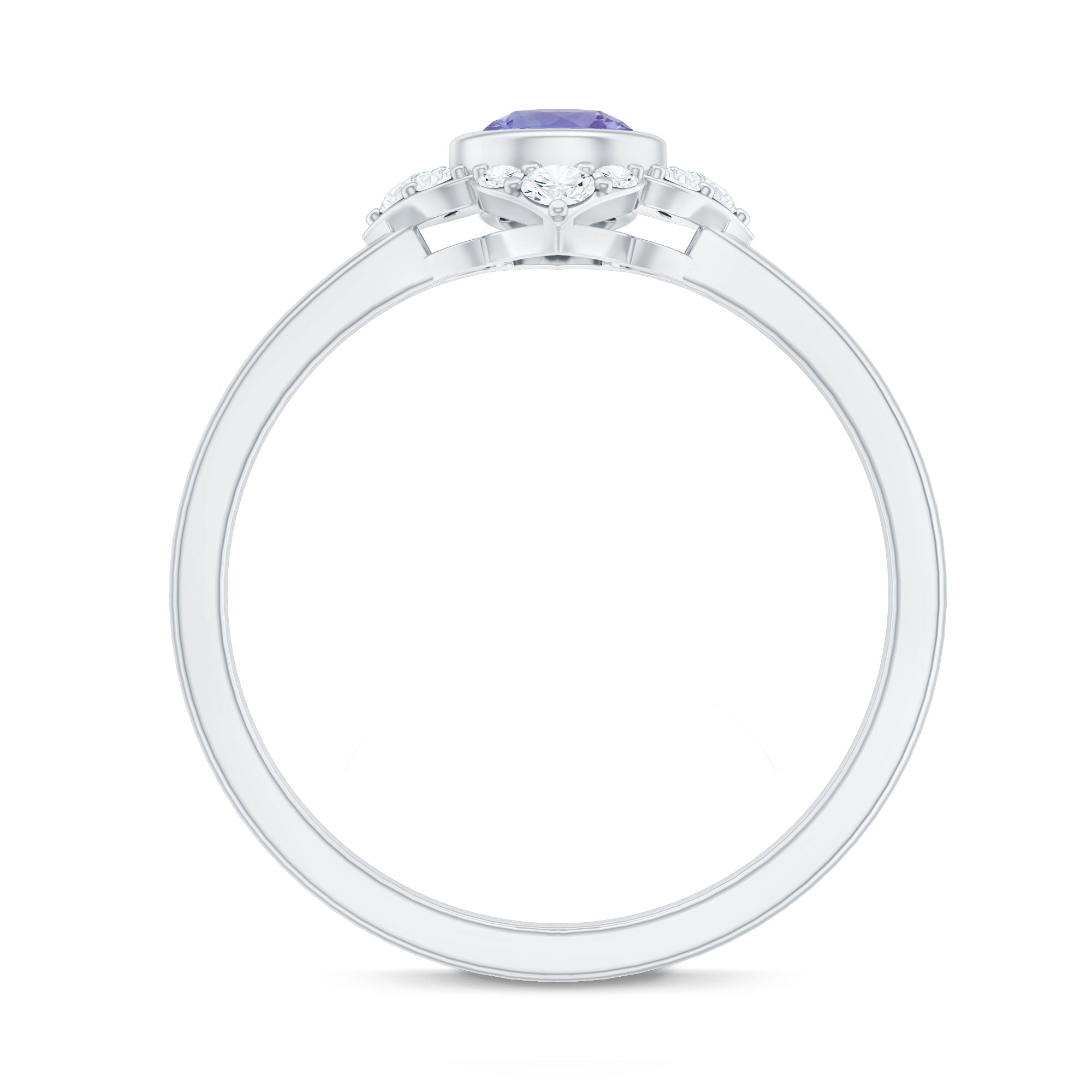 Certified Real Tanzanite Flower Engagement Ring with Diamond AAA - Rosec Jewels