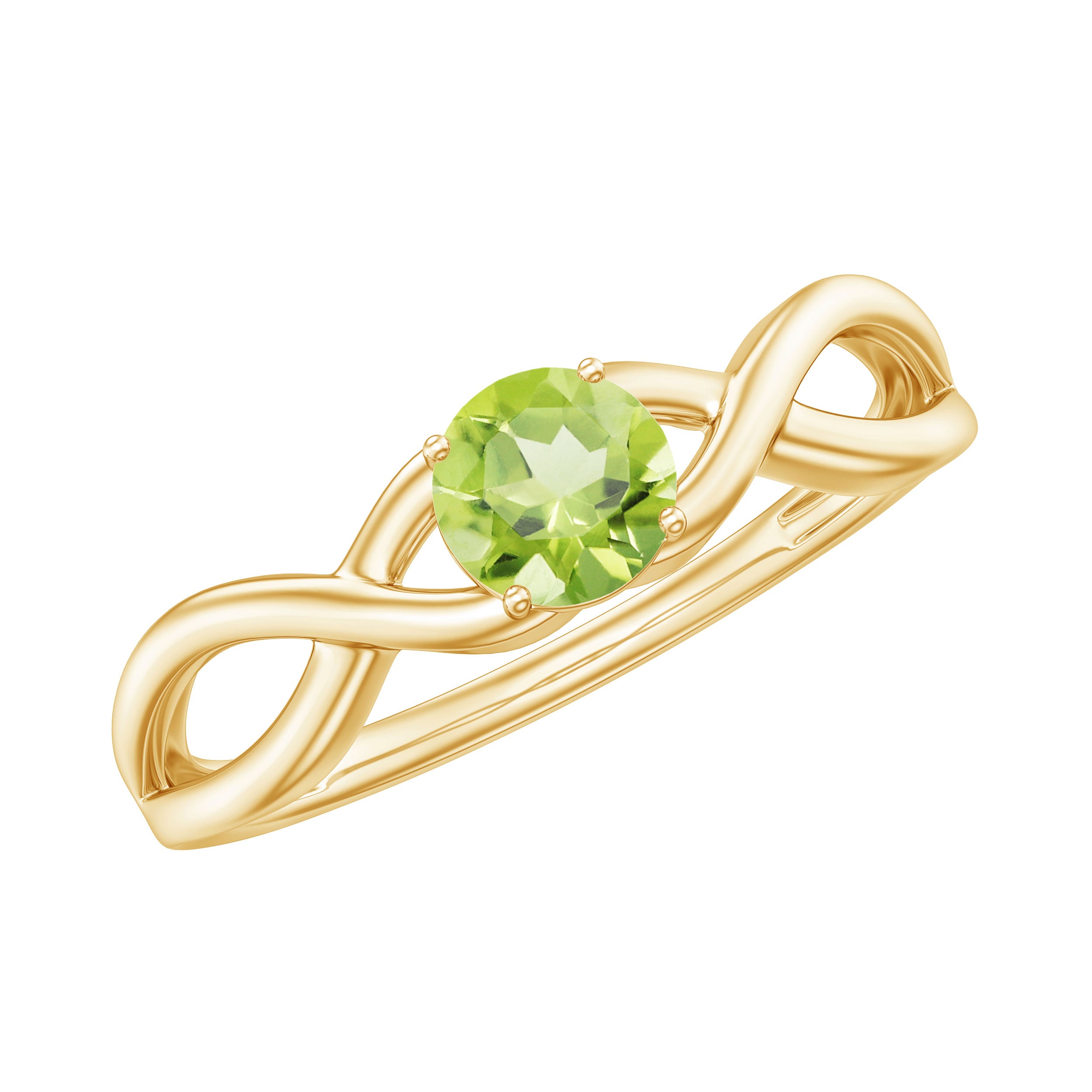 Natural Half Carat Peridot Promise Ring with Crossover Shank AAA - Rosec Jewels