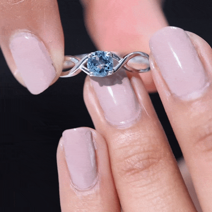 Rosec Jewels-Solitaire Aquamarine Infinity Promise Ring