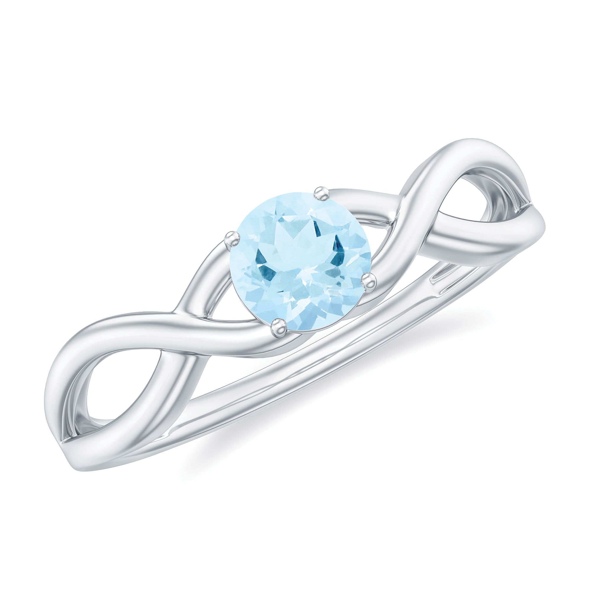 Rosec Jewels-Solitaire Aquamarine Infinity Promise Ring