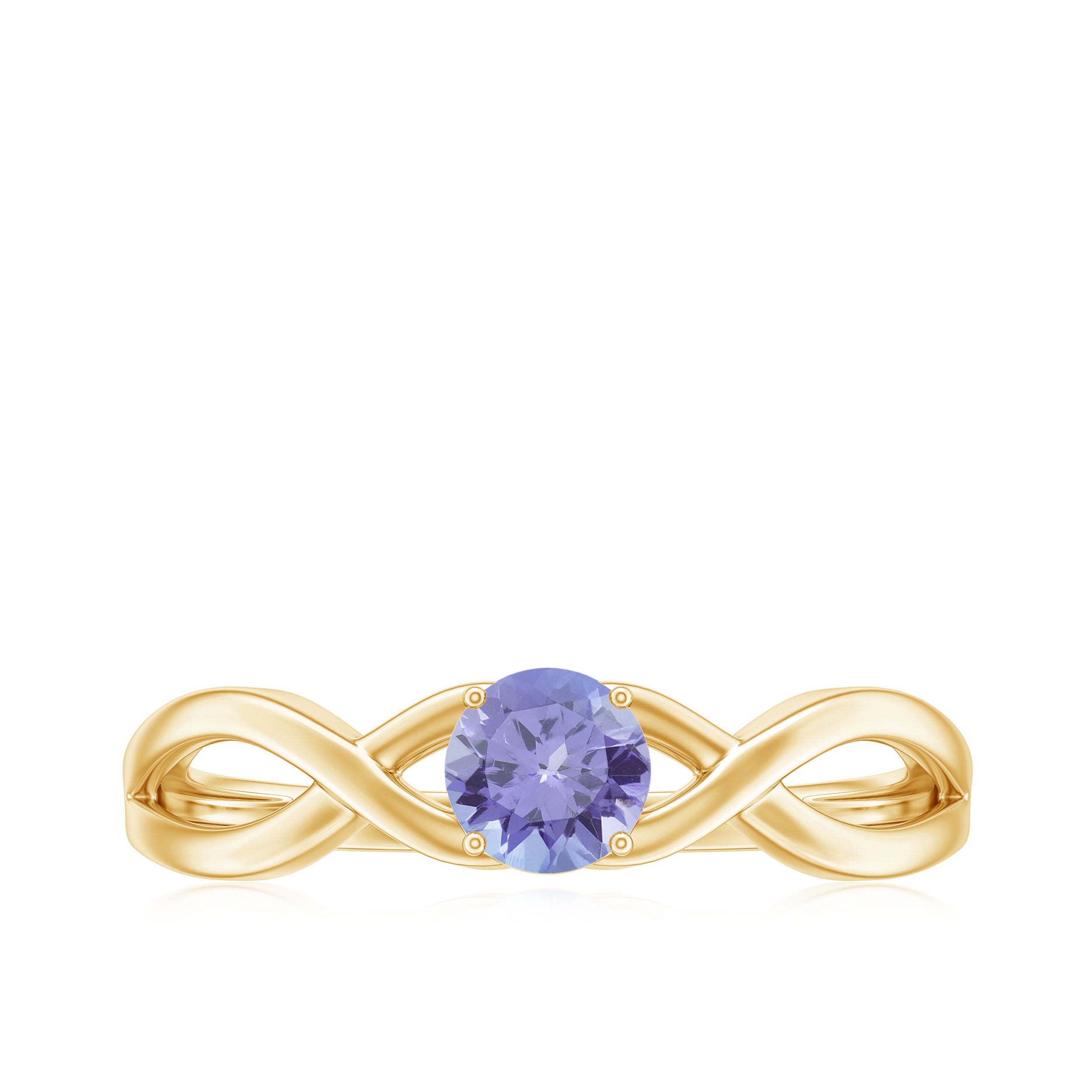 Rosec Jewels-Genuine Tanzanite Promise Ring with Crossover Shank
