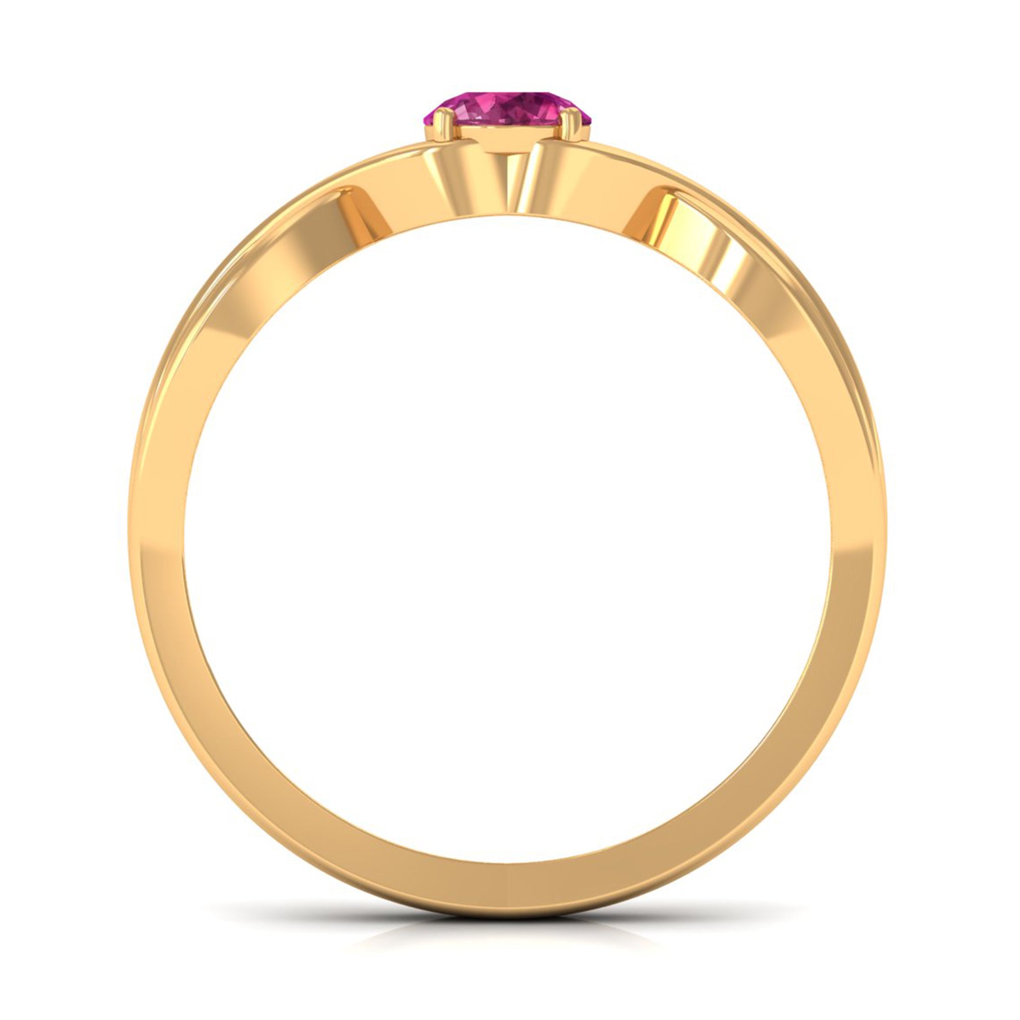 1/4 CT Real Pink Tourmaline Solitaire Ring with Crossover Shank AAA - Rosec Jewels