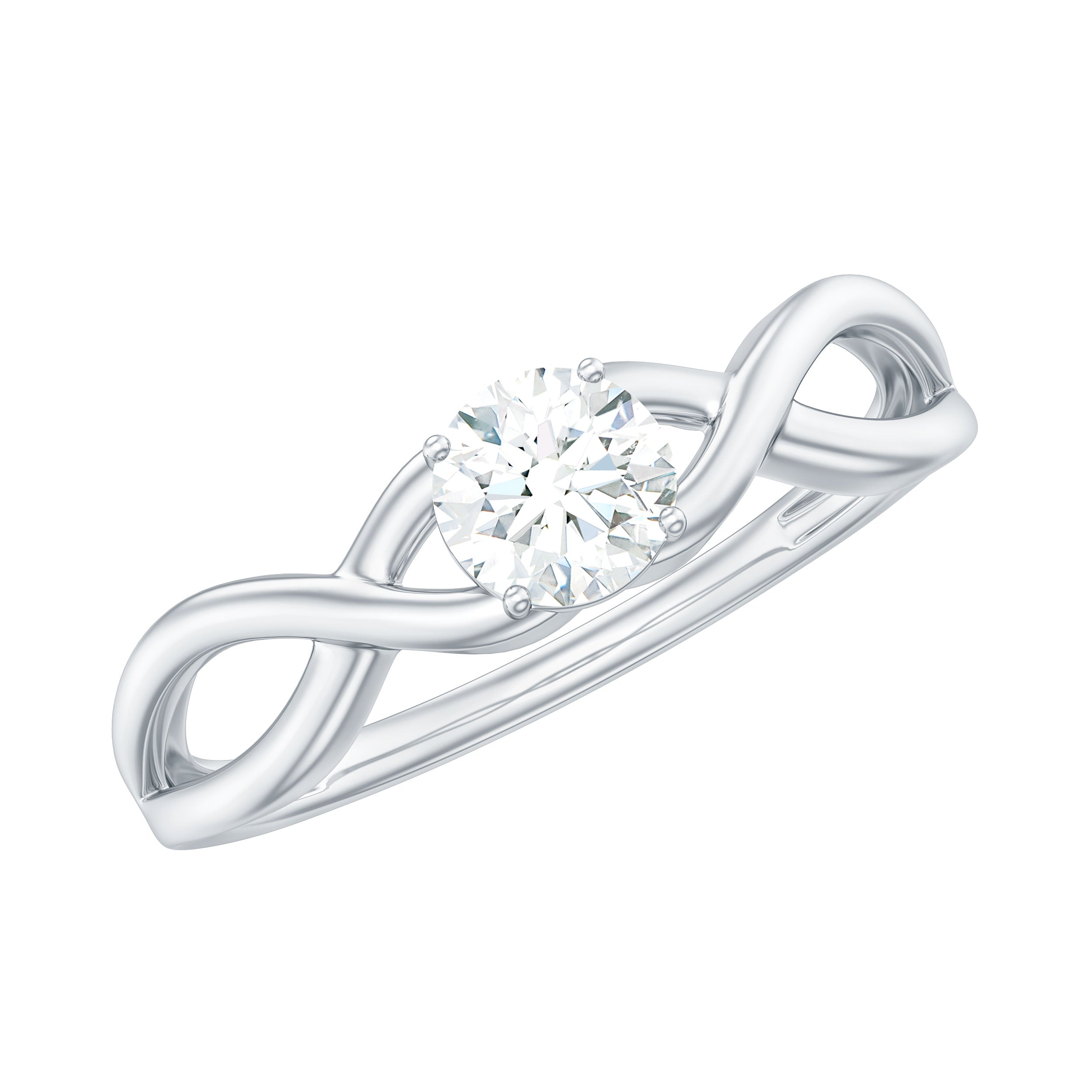 Round Moissanite Solitaire Promise Ring with Infinity Band