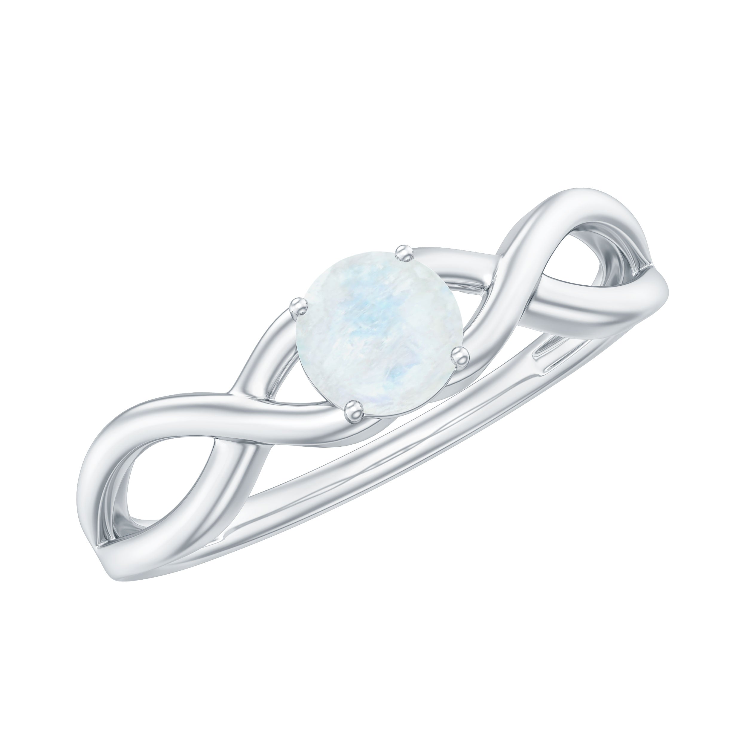 Rosec Jewels-Round Moonstone Solitaire Promise Ring in Crossover Shank