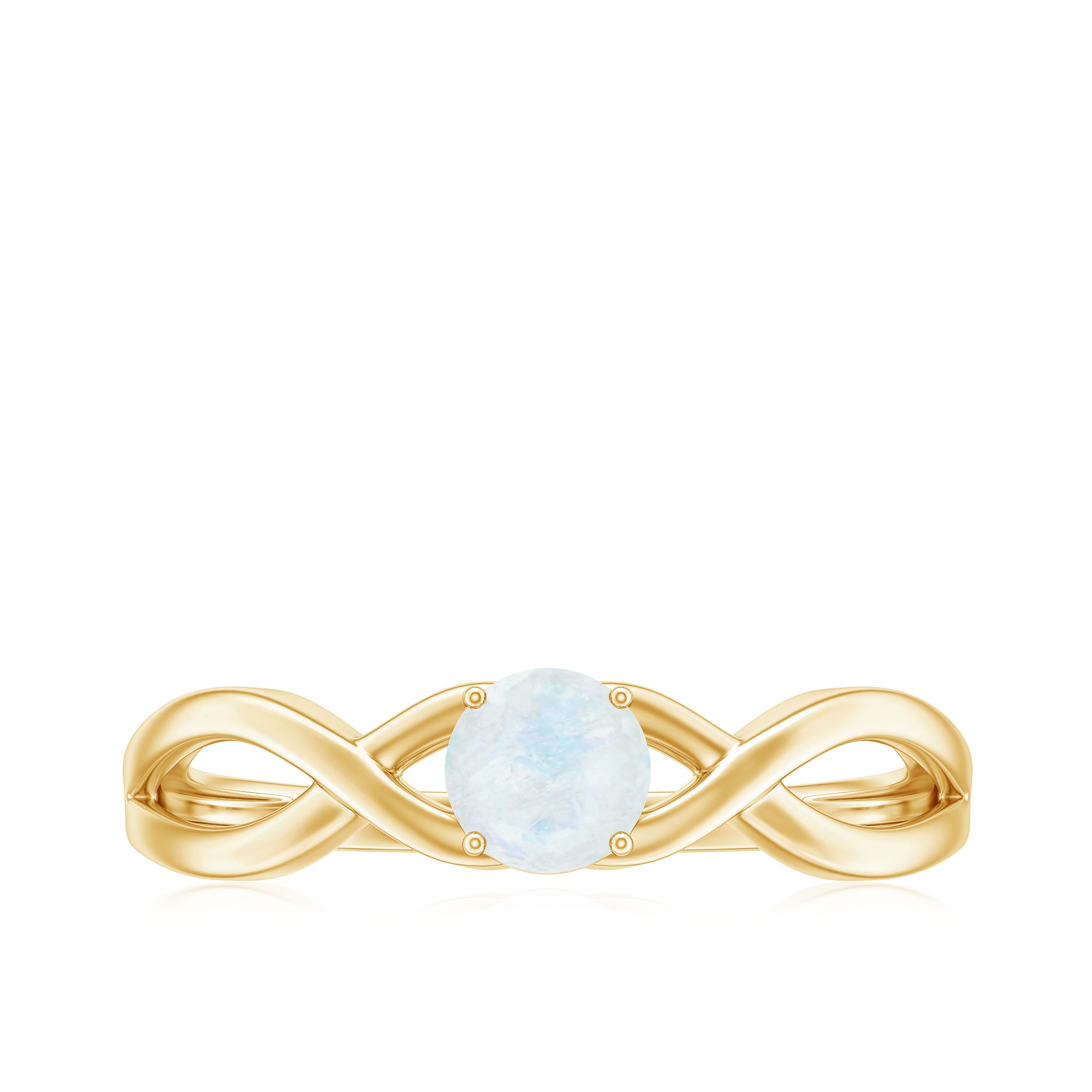 Rosec Jewels-Round Moonstone Solitaire Promise Ring in Crossover Shank