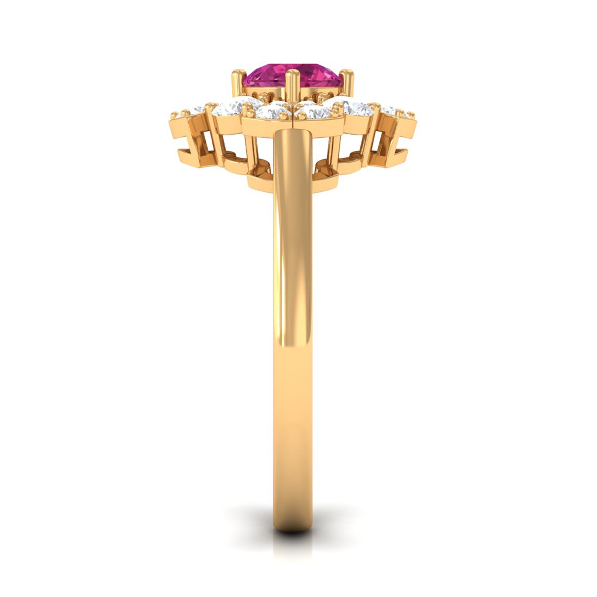 Rosec Jewels-Pink Tourmaline Flower Inspired Engagement Ring with Moissanite