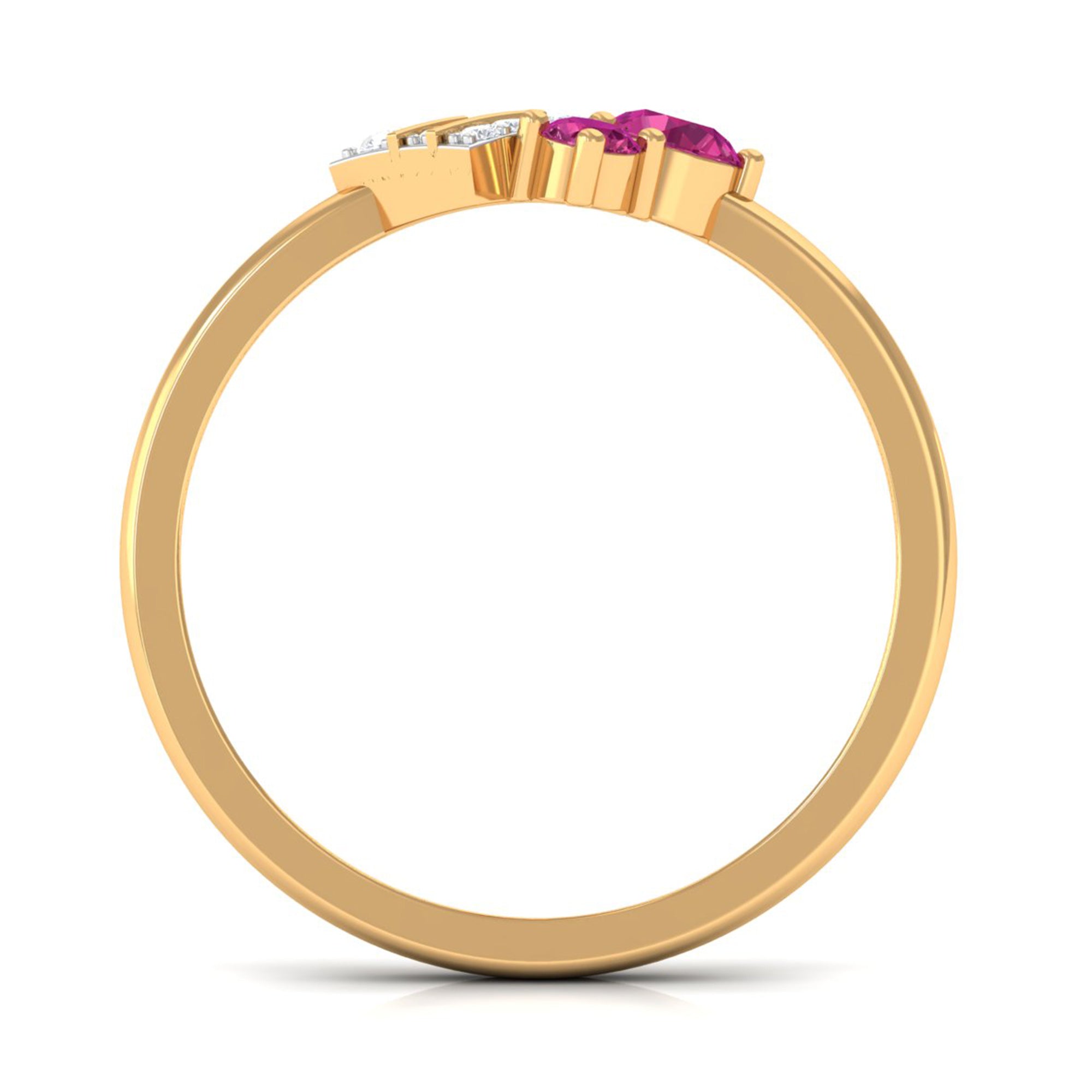 Rosec Jewels-Pink Tourmaline Art Deco Engagement Ring with Diamond