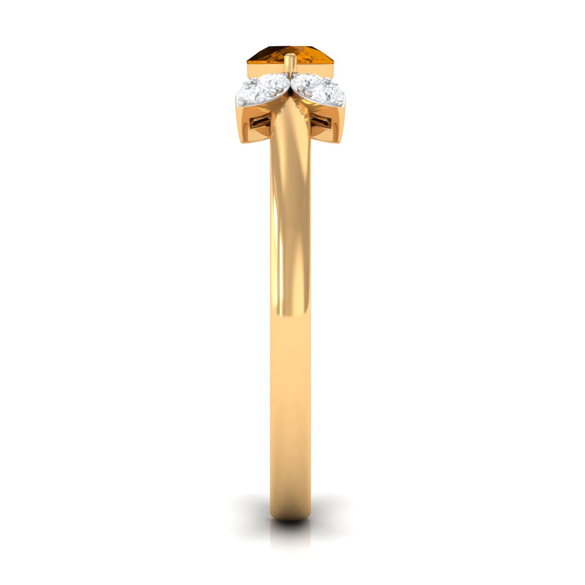 0.75 CT Pear Cut Citrine Promise Ring with Leaf Diamond AAA - Rosec Jewels