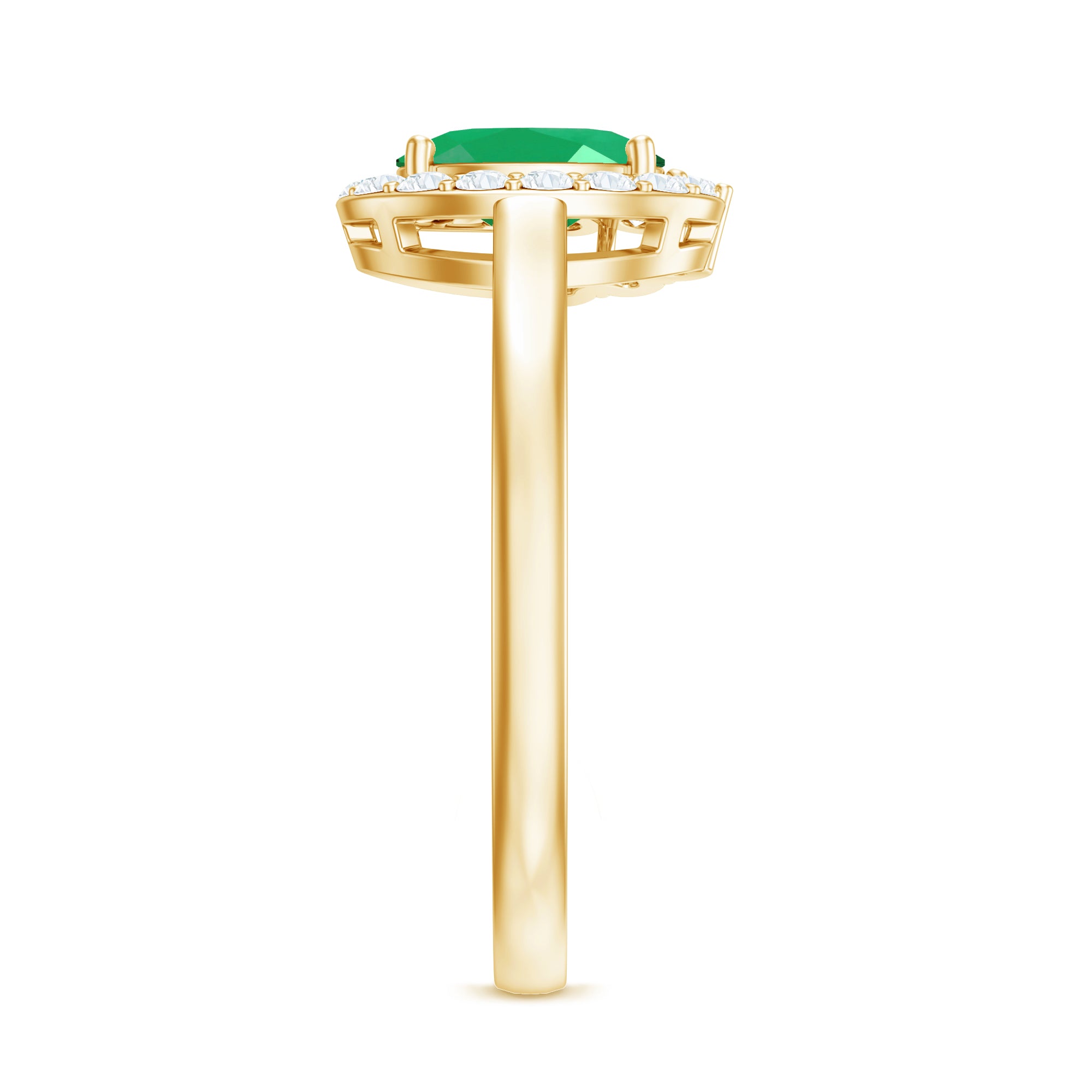 Natural Emerald Oval Engagement Ring with Diamond Halo AAA - Rosec Jewels