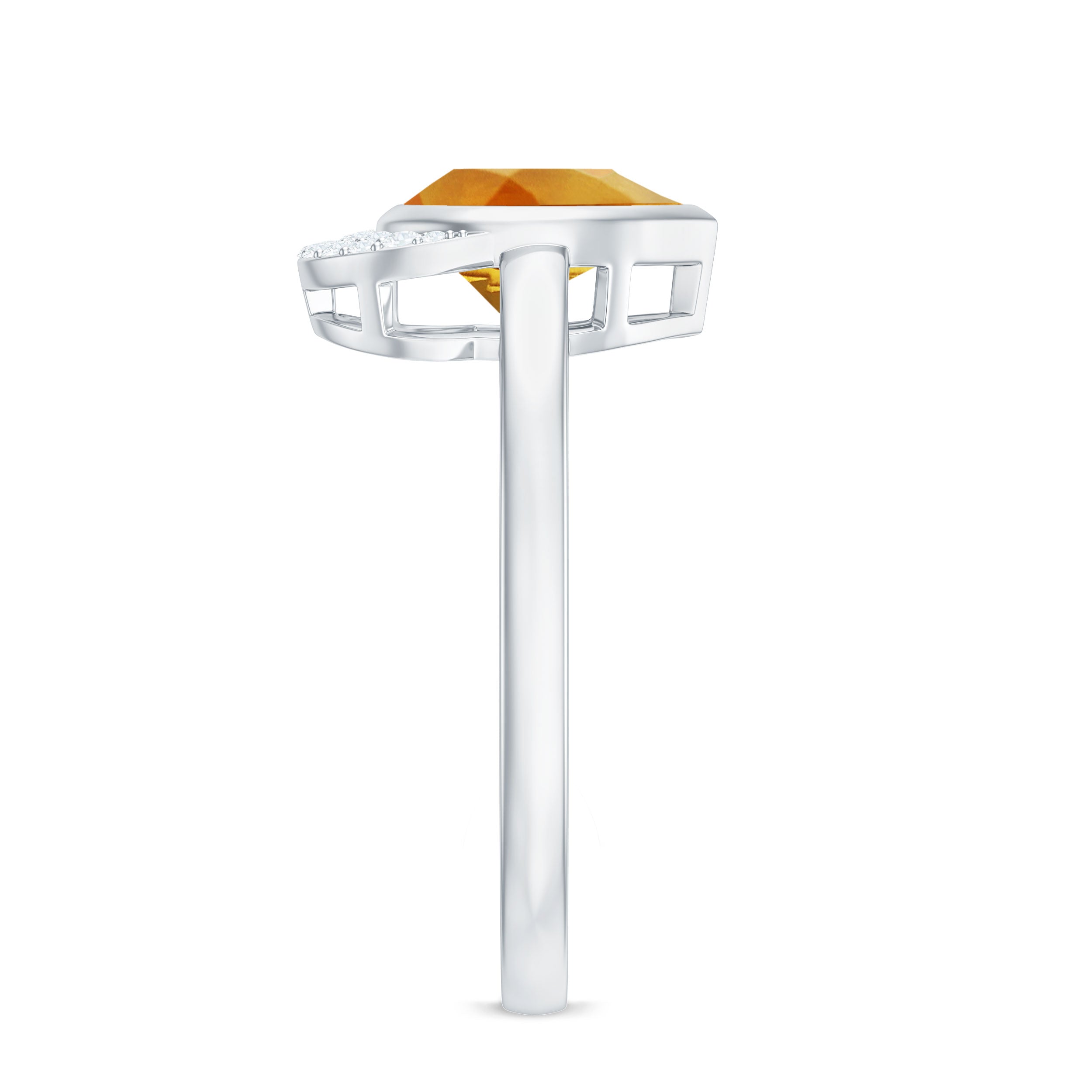 Real 1 Carat Citrine Teardrop Engagement Ring with Diamond AAA - Rosec Jewels