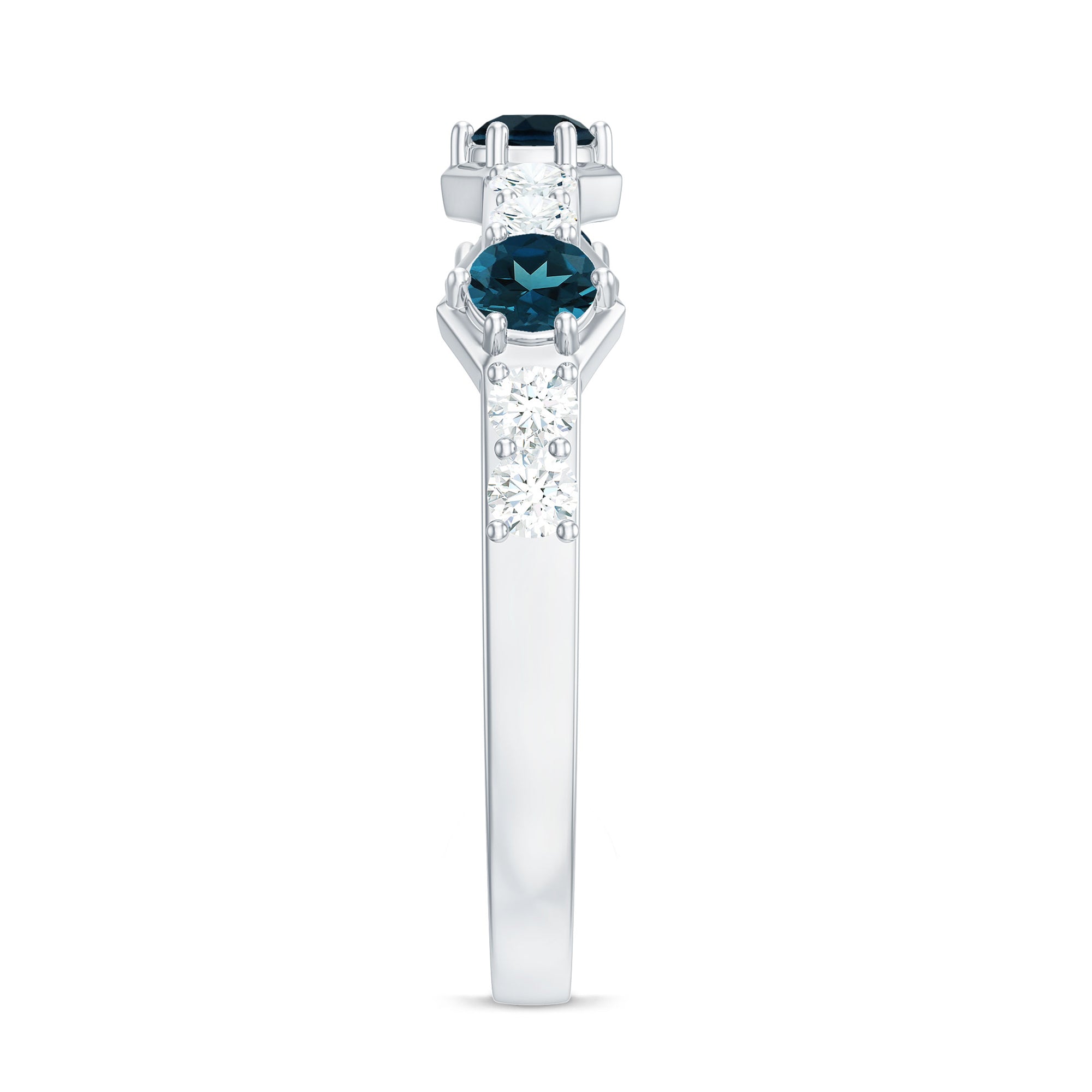 Certified London Blue Topaz Eternity Wedding Band with Diamond AAA - Rosec Jewels