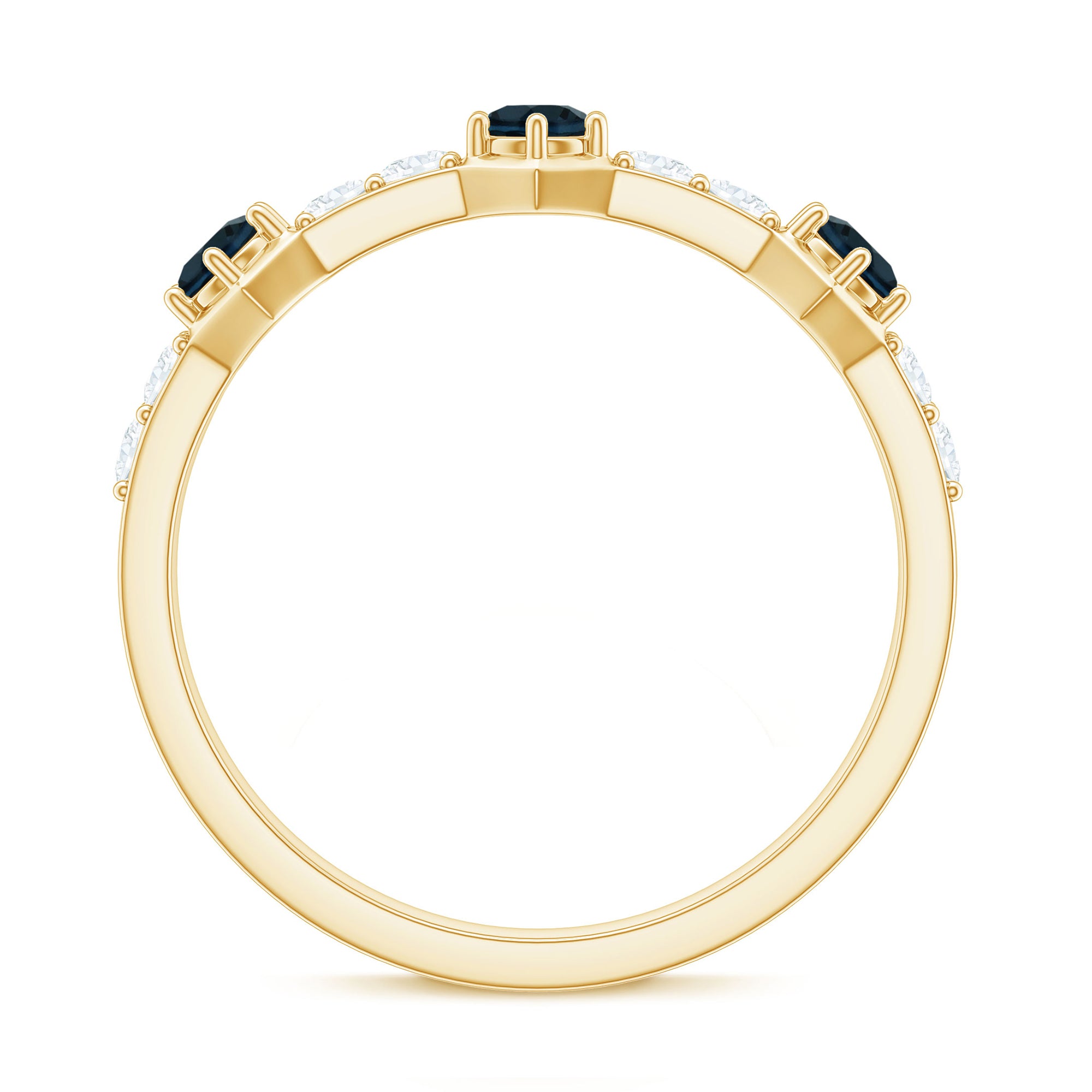 Certified London Blue Topaz Eternity Wedding Band with Diamond AAA - Rosec Jewels