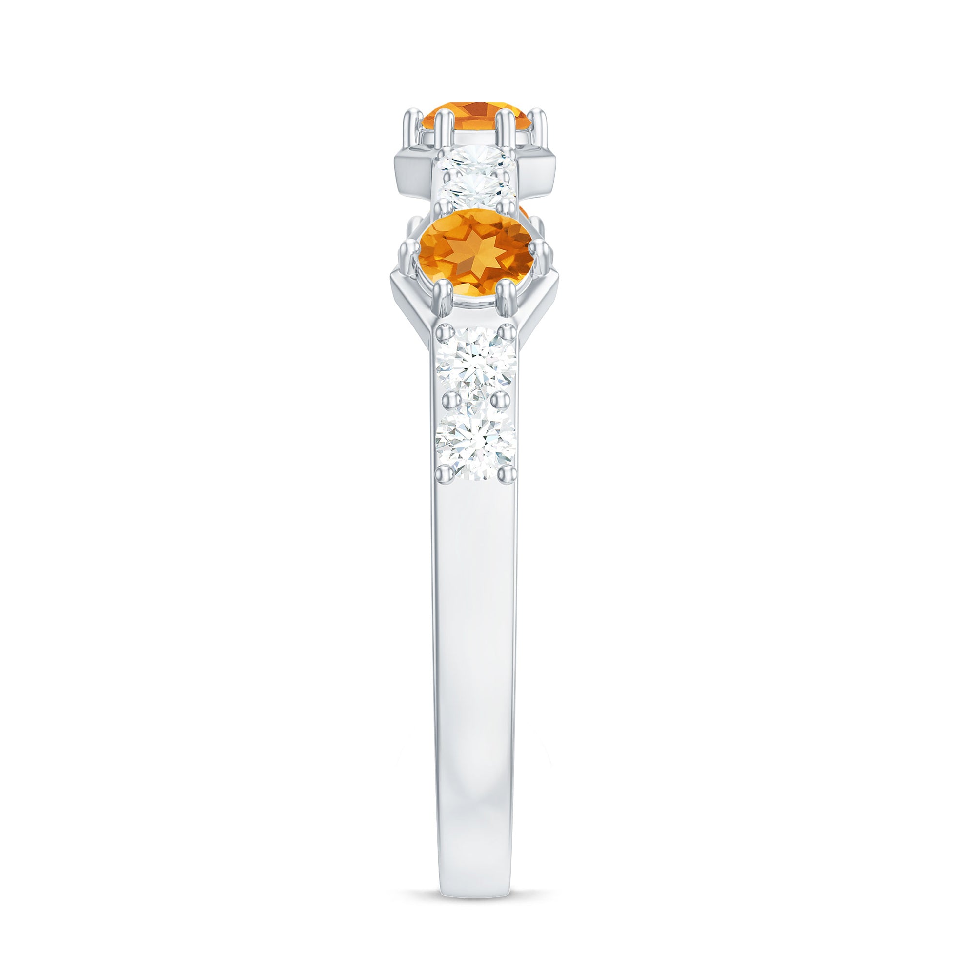 Genuine Citrine Diamond Half Eternity Ring for Anniversary AAA - Rosec Jewels
