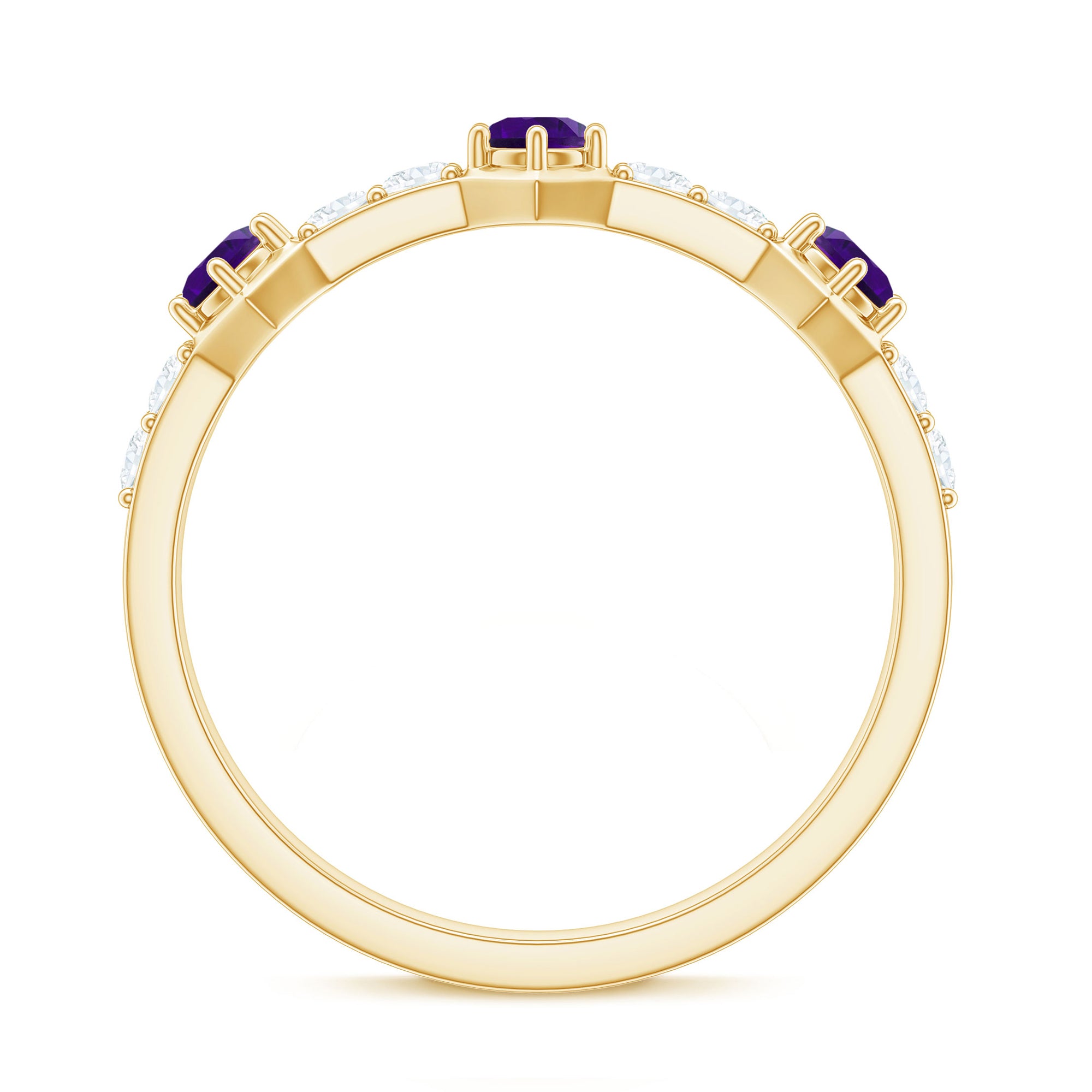 Rosec Jewels-Natural Amethyst Half Eternity Ring with Diamond