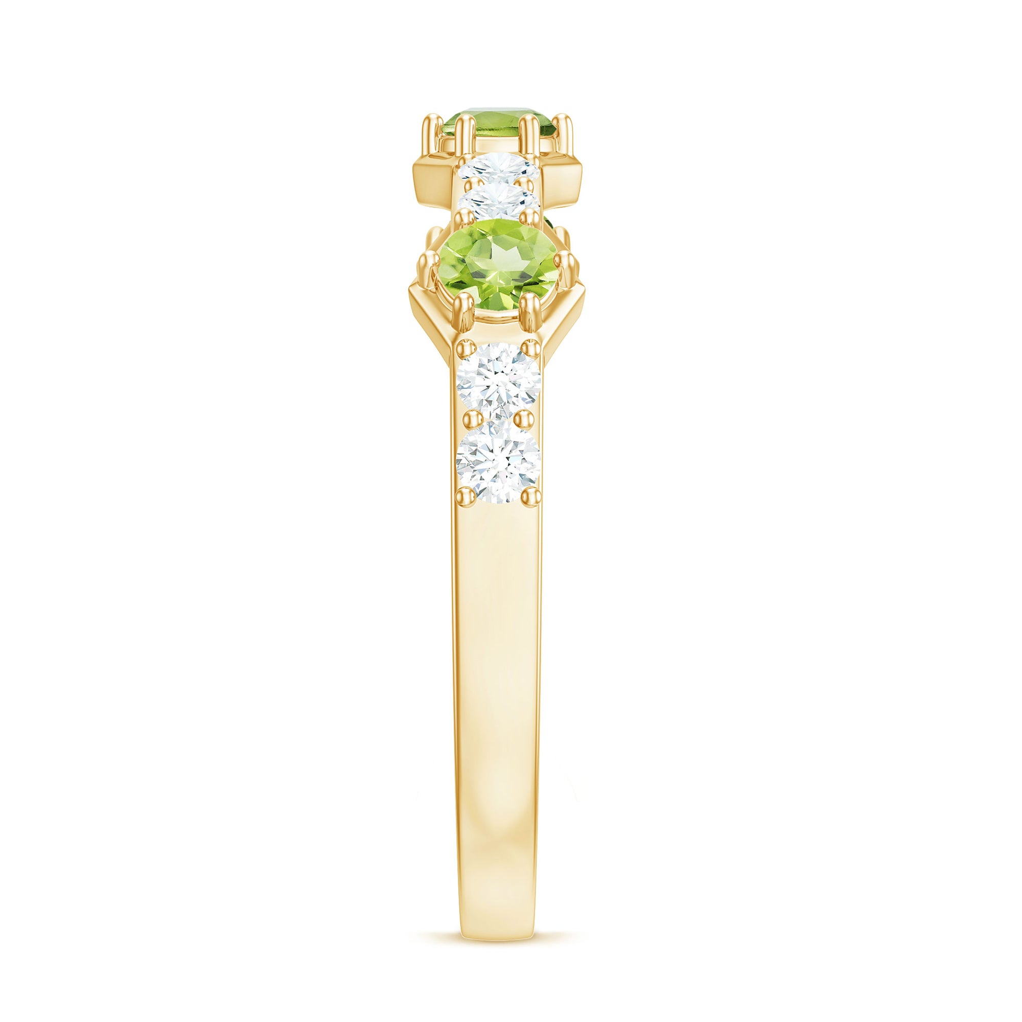 Natural Peridot Diamond Half Eternity Ring for Anniversary AAA - Rosec Jewels