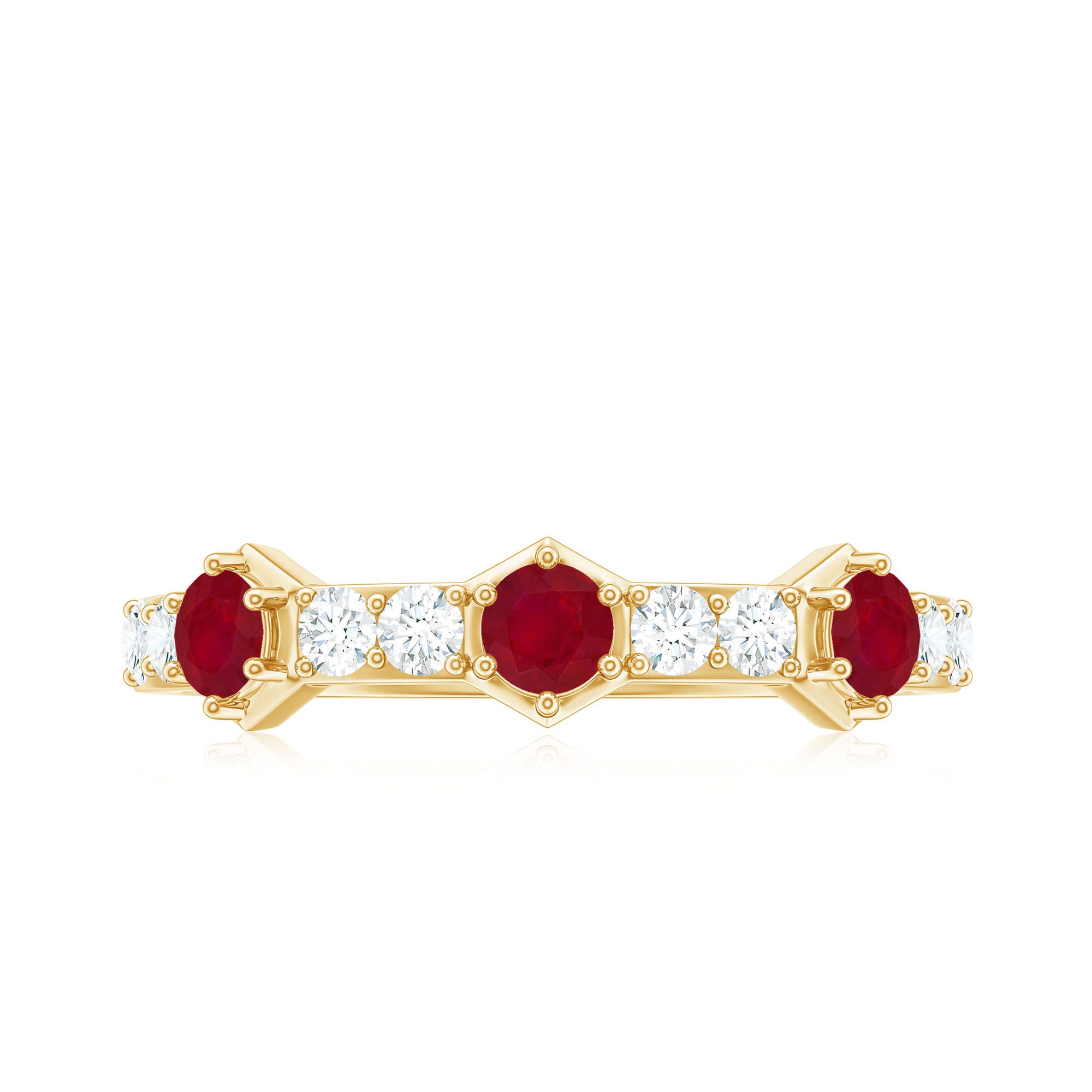 Rosec Jewels-Natural Ruby Diamond Half Eternity Ring for Women