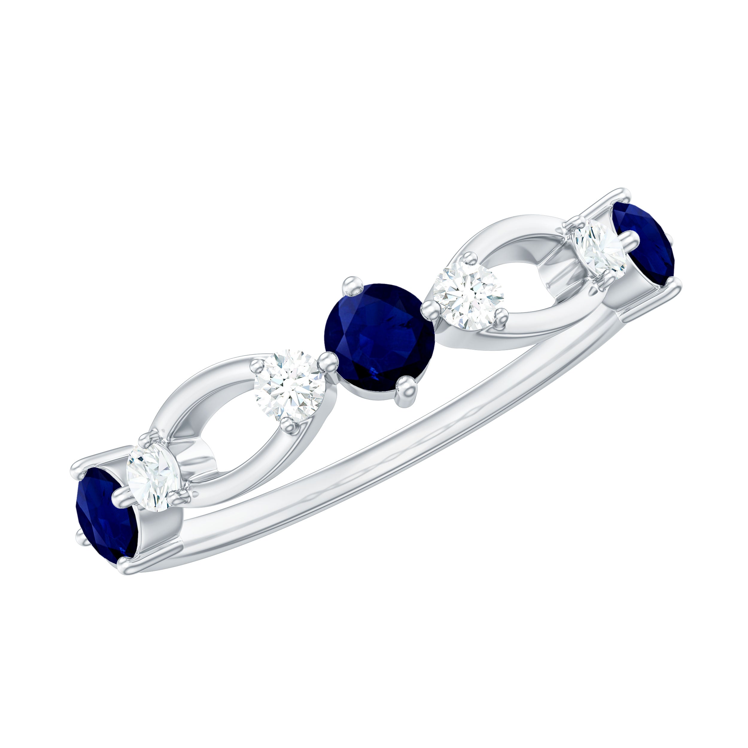 Rosec Jewels-Natural Blue Sapphire Promise Ring with Diamond