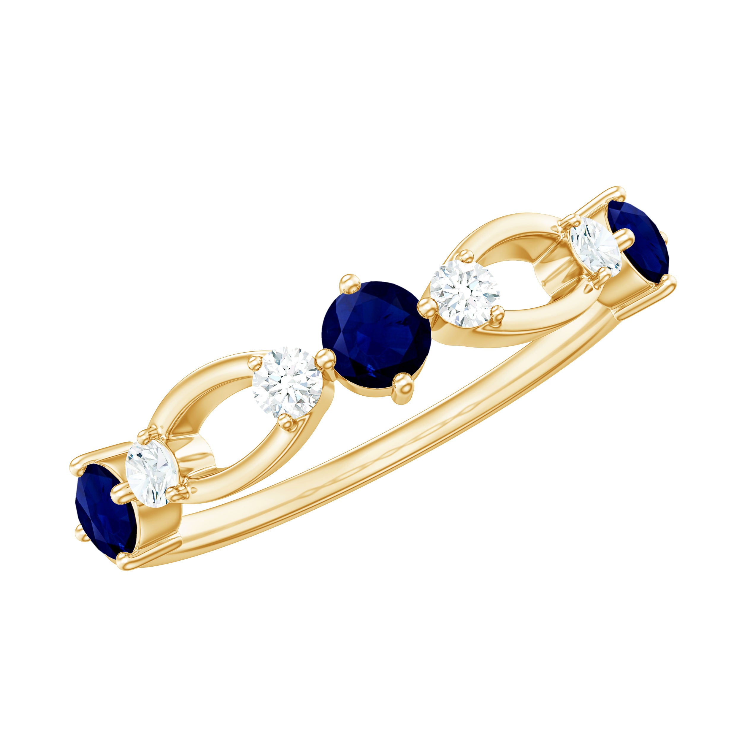 Rosec Jewels-Natural Blue Sapphire Promise Ring with Diamond