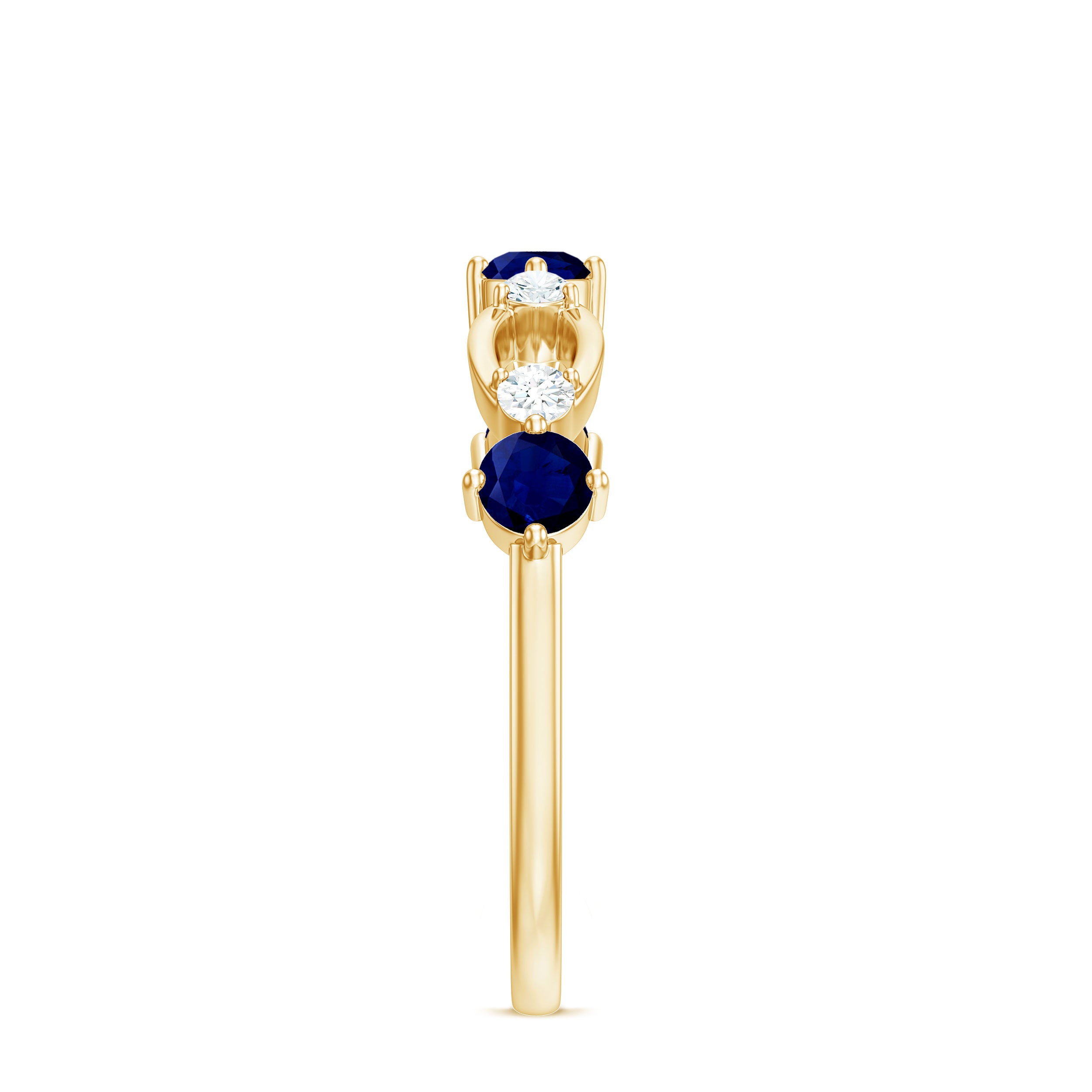 Rosec Jewels-Natural Blue Sapphire Promise Ring with Diamond