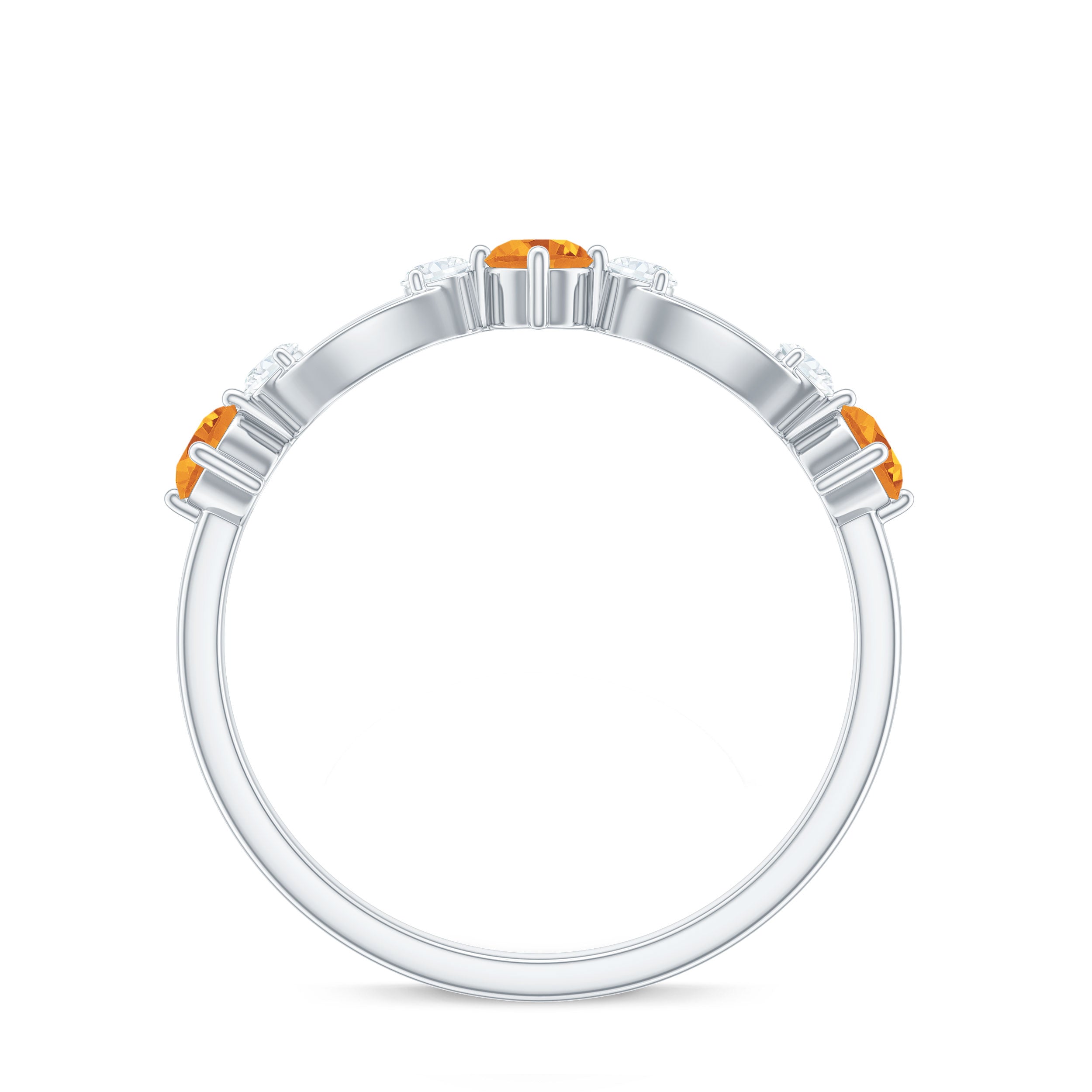 Rosec Jewels-Natural Citrine Half Eternity Ring with Diamond