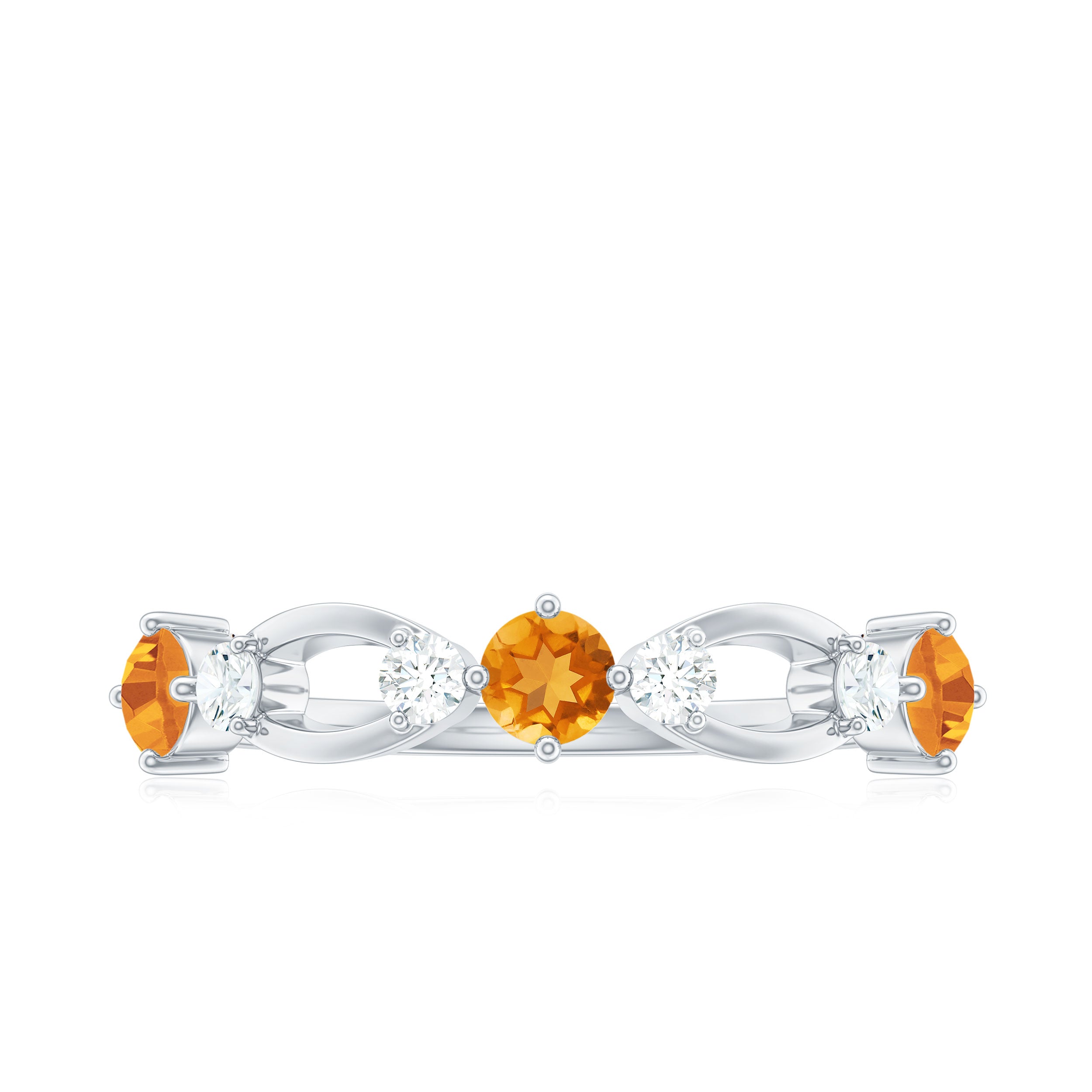 Rosec Jewels-Natural Citrine Half Eternity Ring with Diamond