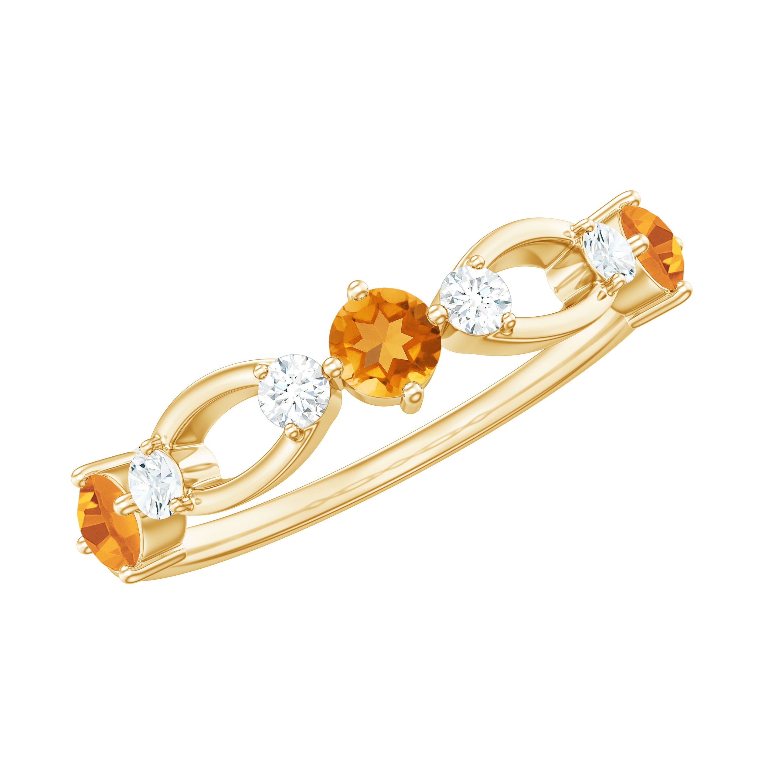 Rosec Jewels-Natural Citrine Half Eternity Ring with Diamond