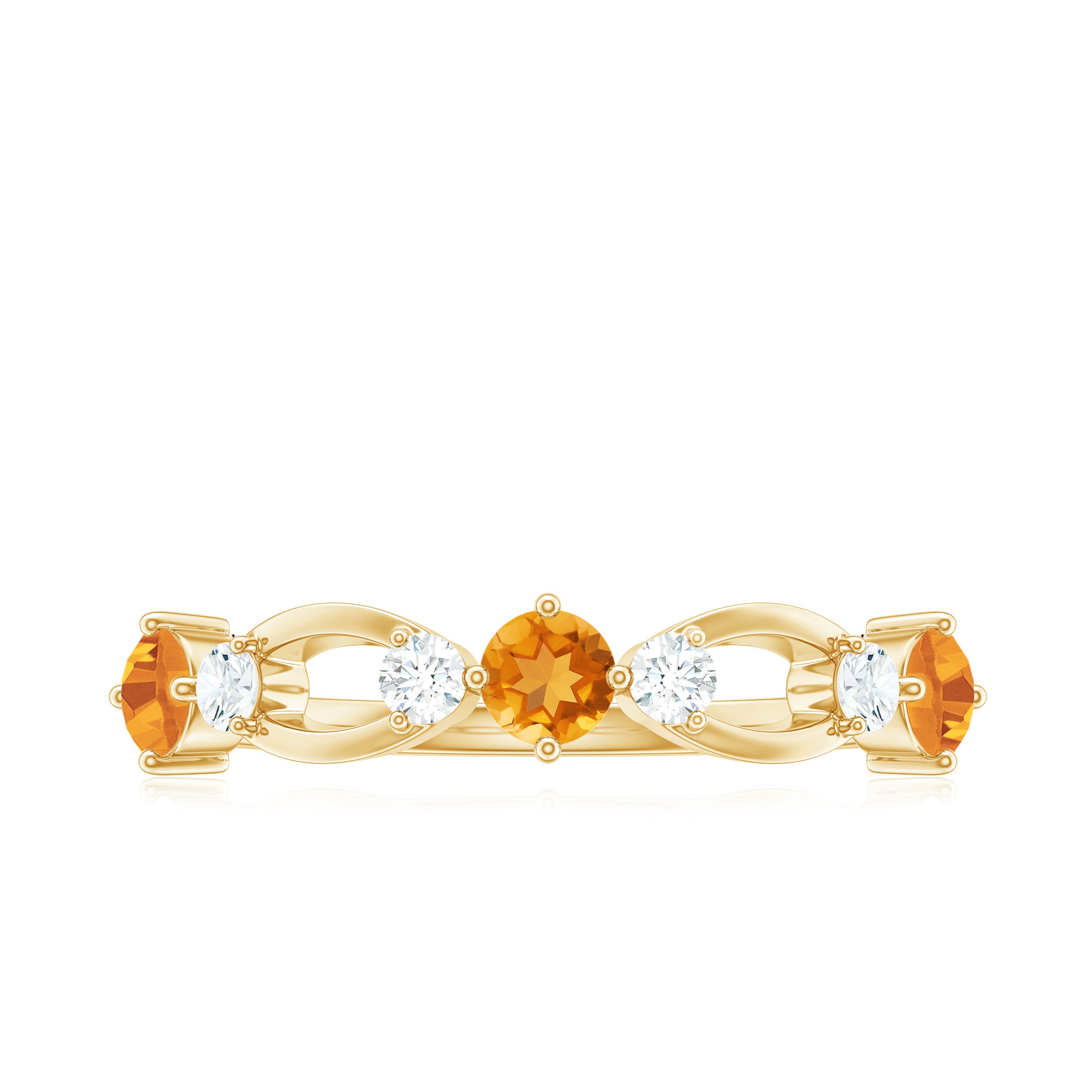 Rosec Jewels-Natural Citrine Half Eternity Ring with Diamond
