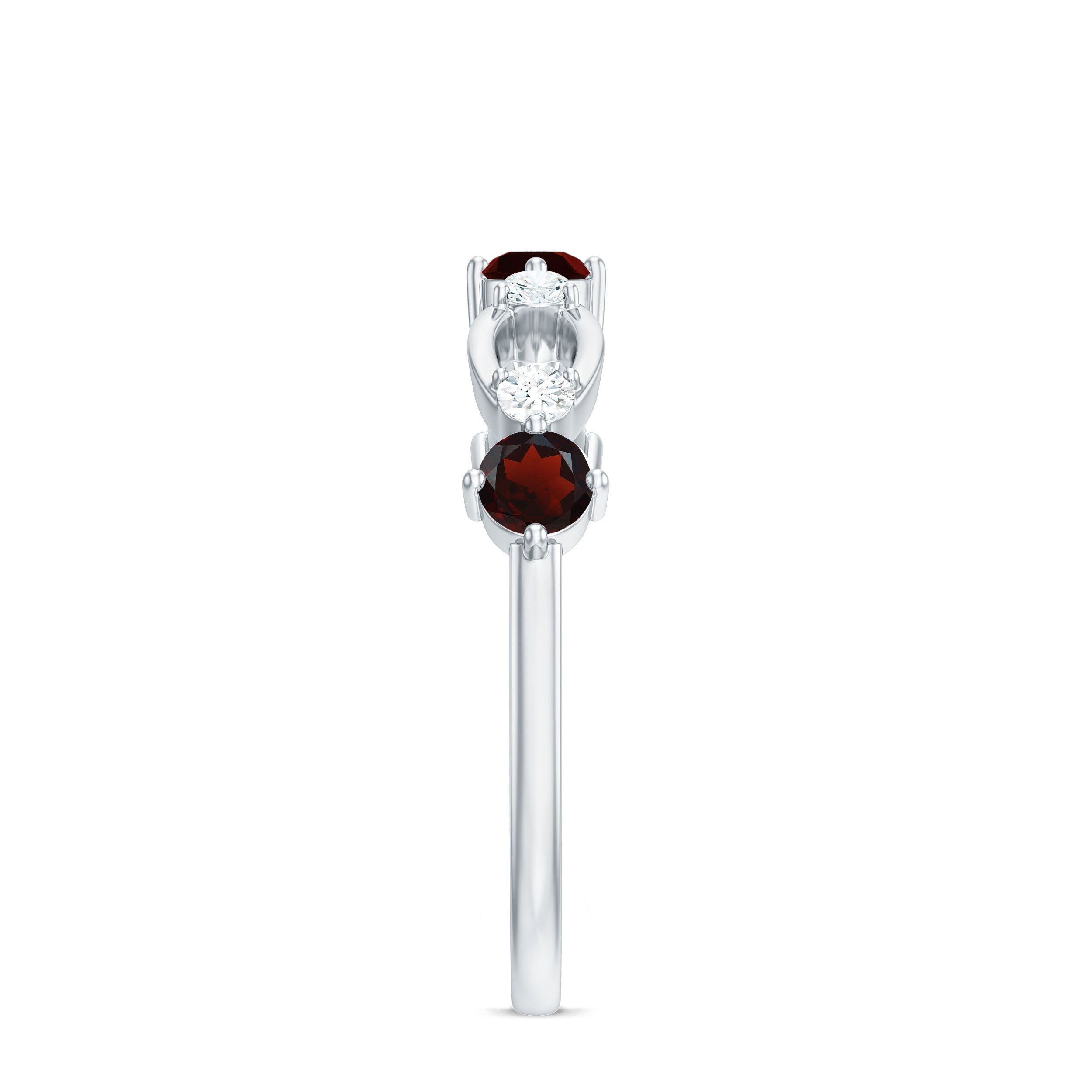 Rosec Jewels-Natural Red Garnet Diamond Half Eternity Ring for Anniversary