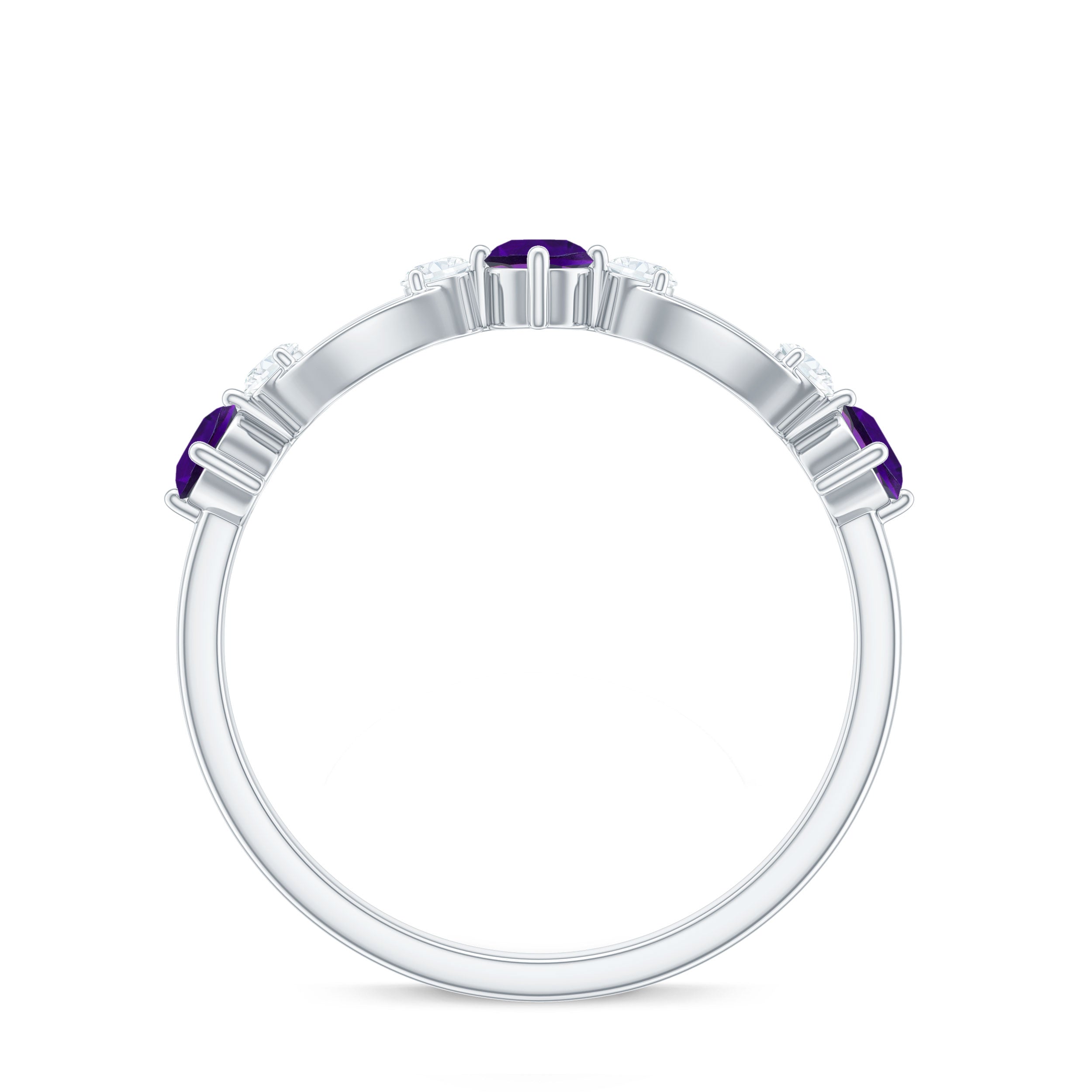 Rosec Jewels-Natural Amethyst Diamond Promise Ring for Women