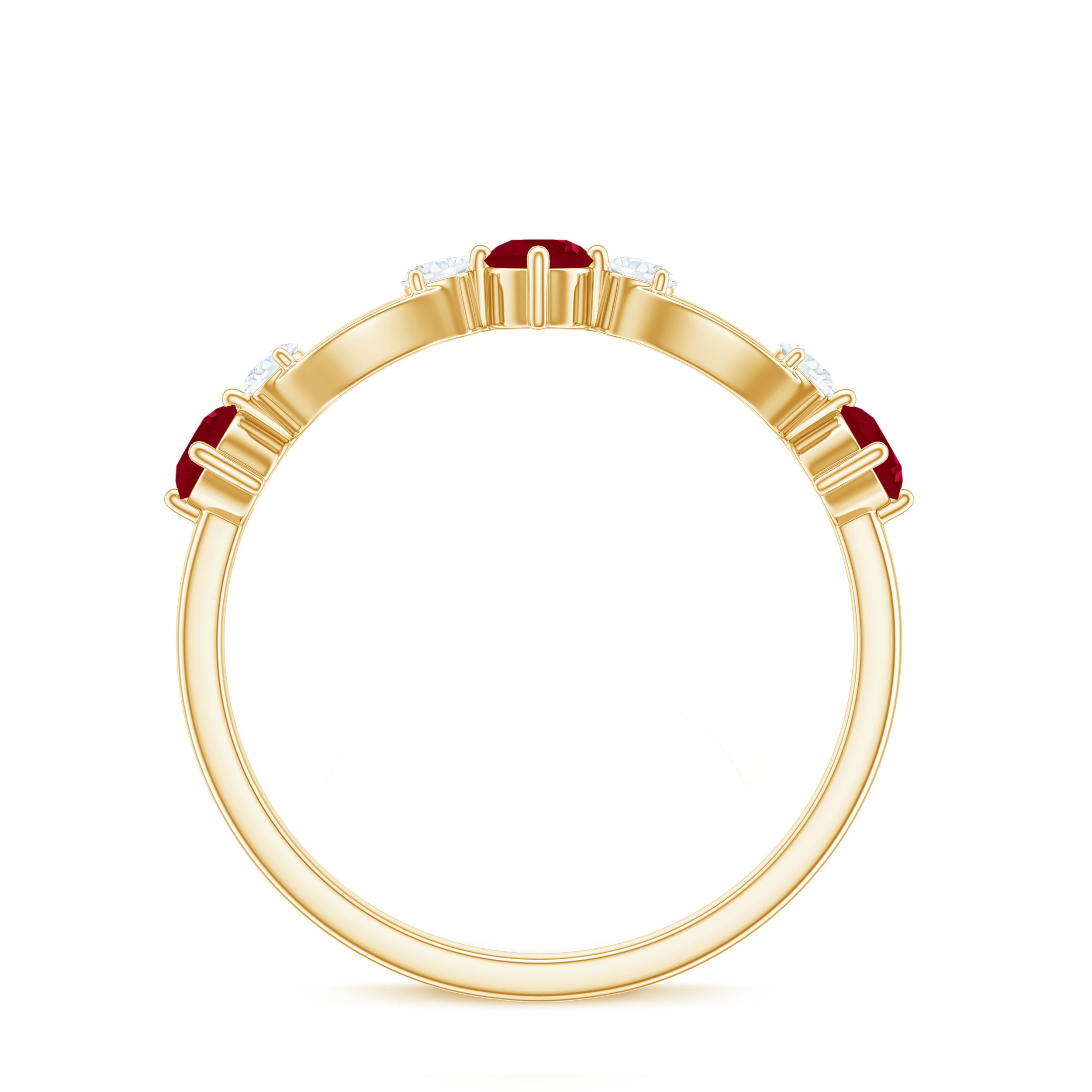 Genuine Ruby Promise Ring with Diamond for Women AAA - Rosec Jewels