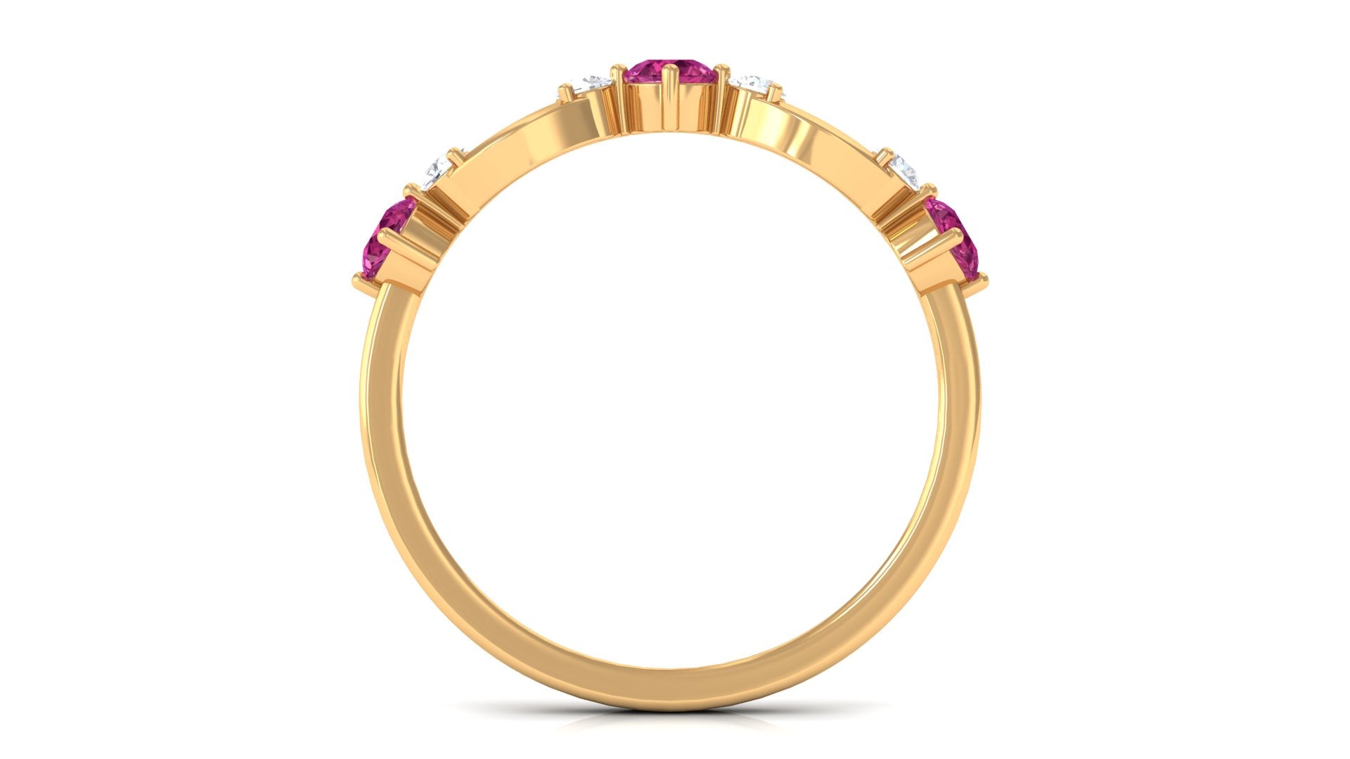 Rosec Jewels-Pink Tourmaline and Diamond Minimal Eternity Anniversary Band Ring