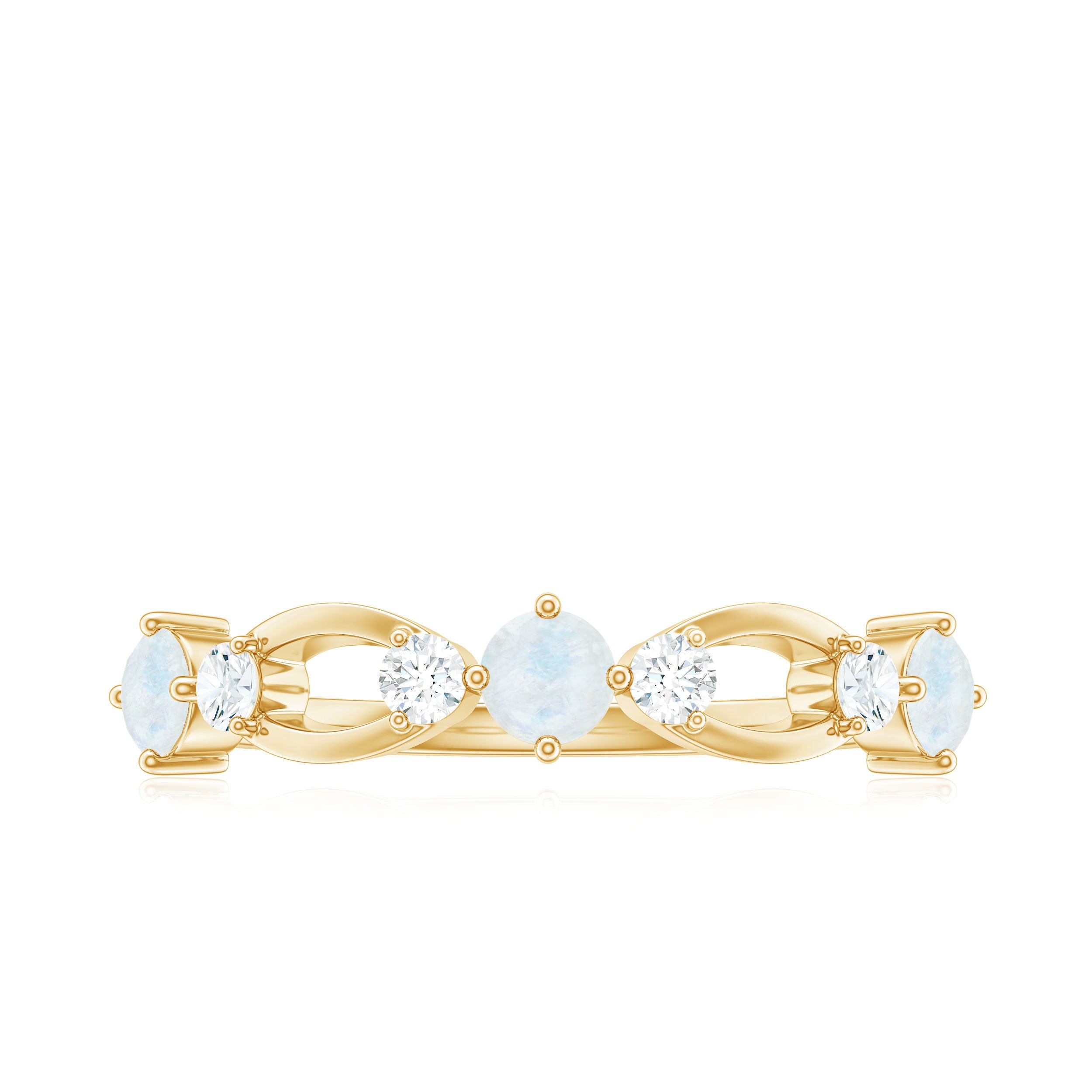 Minimal Promise Ring with Moonstone and Diamond AAA - Rosec Jewels