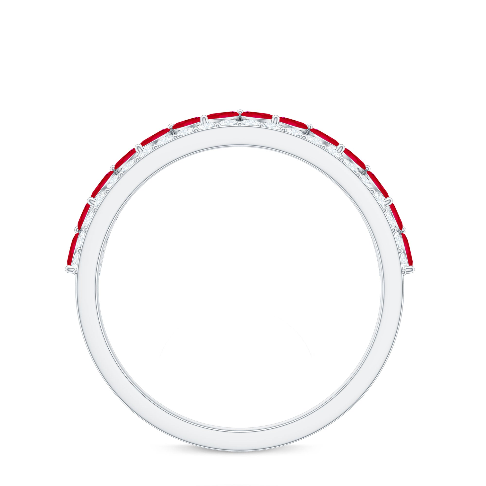 Rosec Jewels-Natural Marquise Ruby Half Eternity Anniversary Ring with Diamond