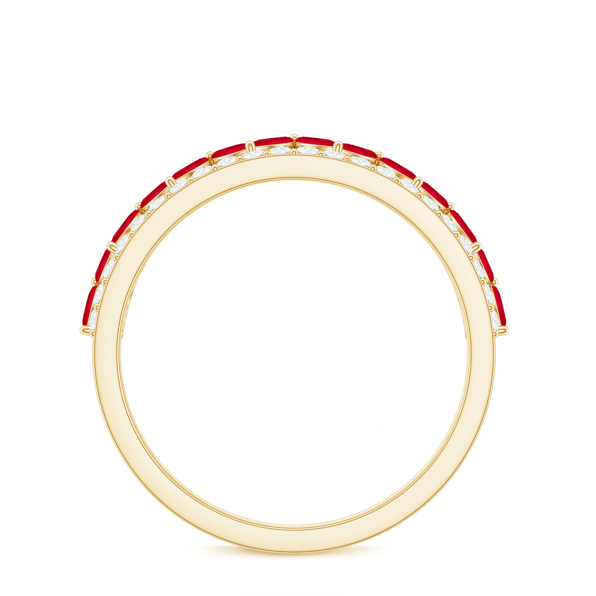 Rosec Jewels-Natural Marquise Ruby Half Eternity Anniversary Ring with Diamond