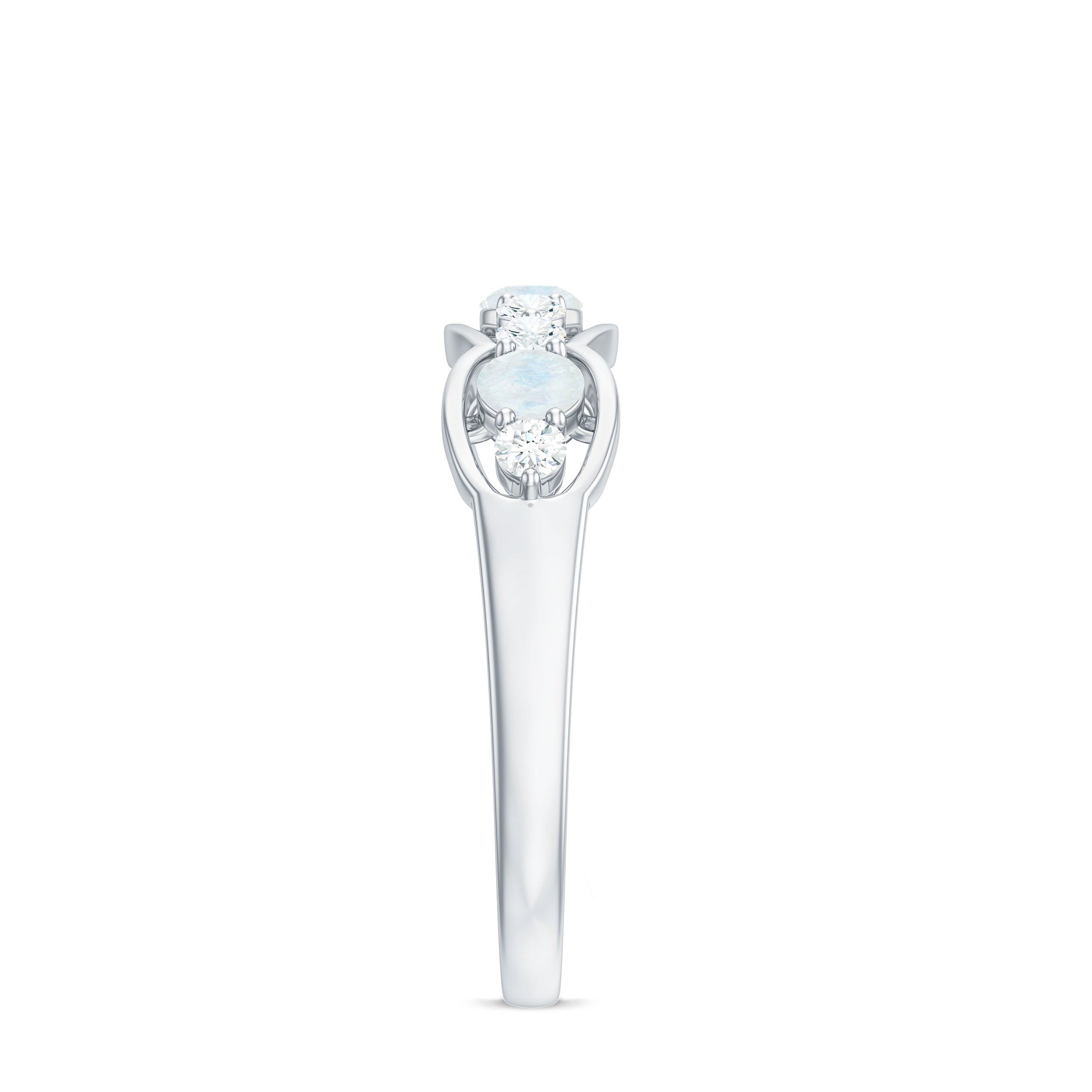 Moonstone and Diamond Wedding Anniversary Ring AAA - Rosec Jewels