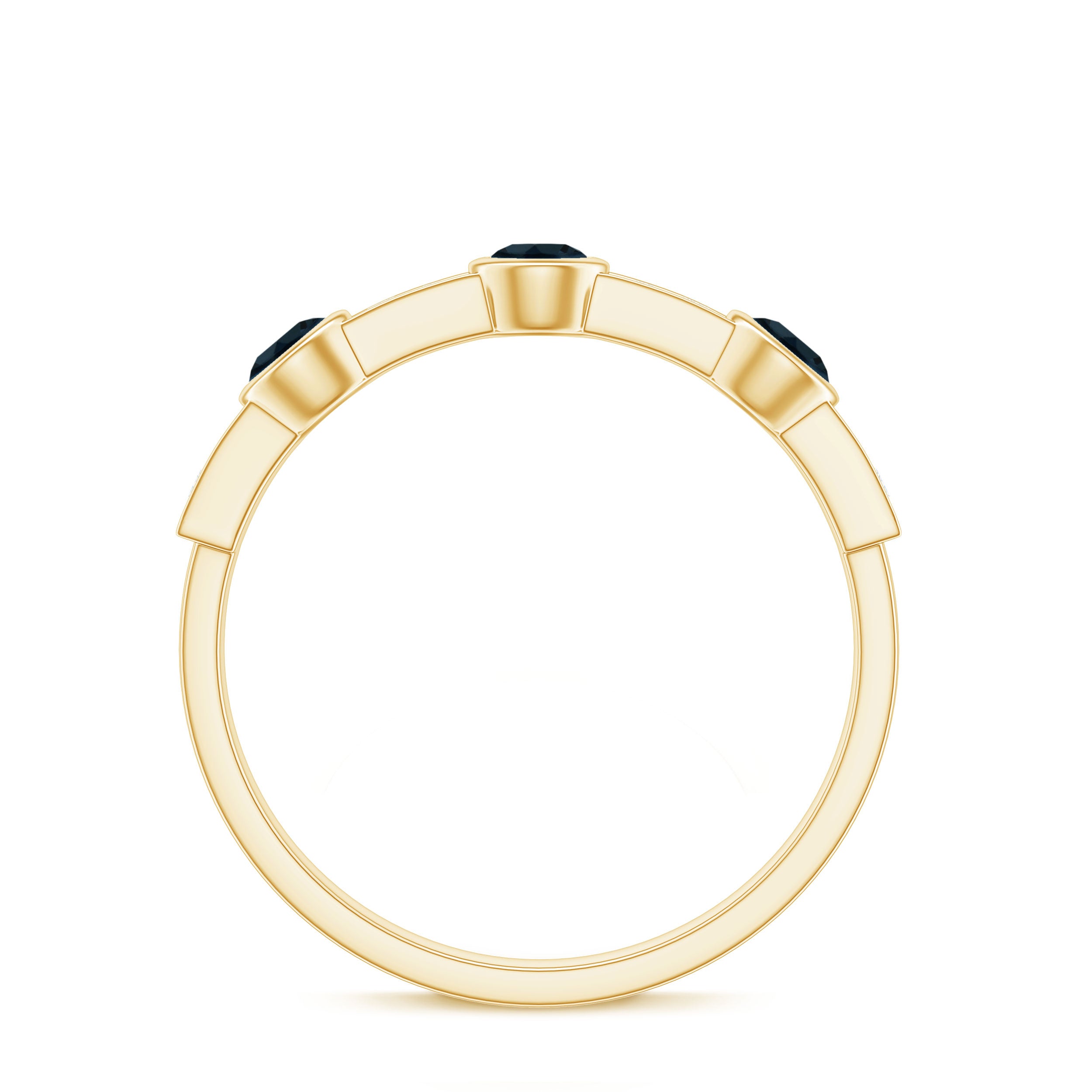 Rosec Jewels-Bezel Set London Blue Topaz Half Eternity Band with Diamond