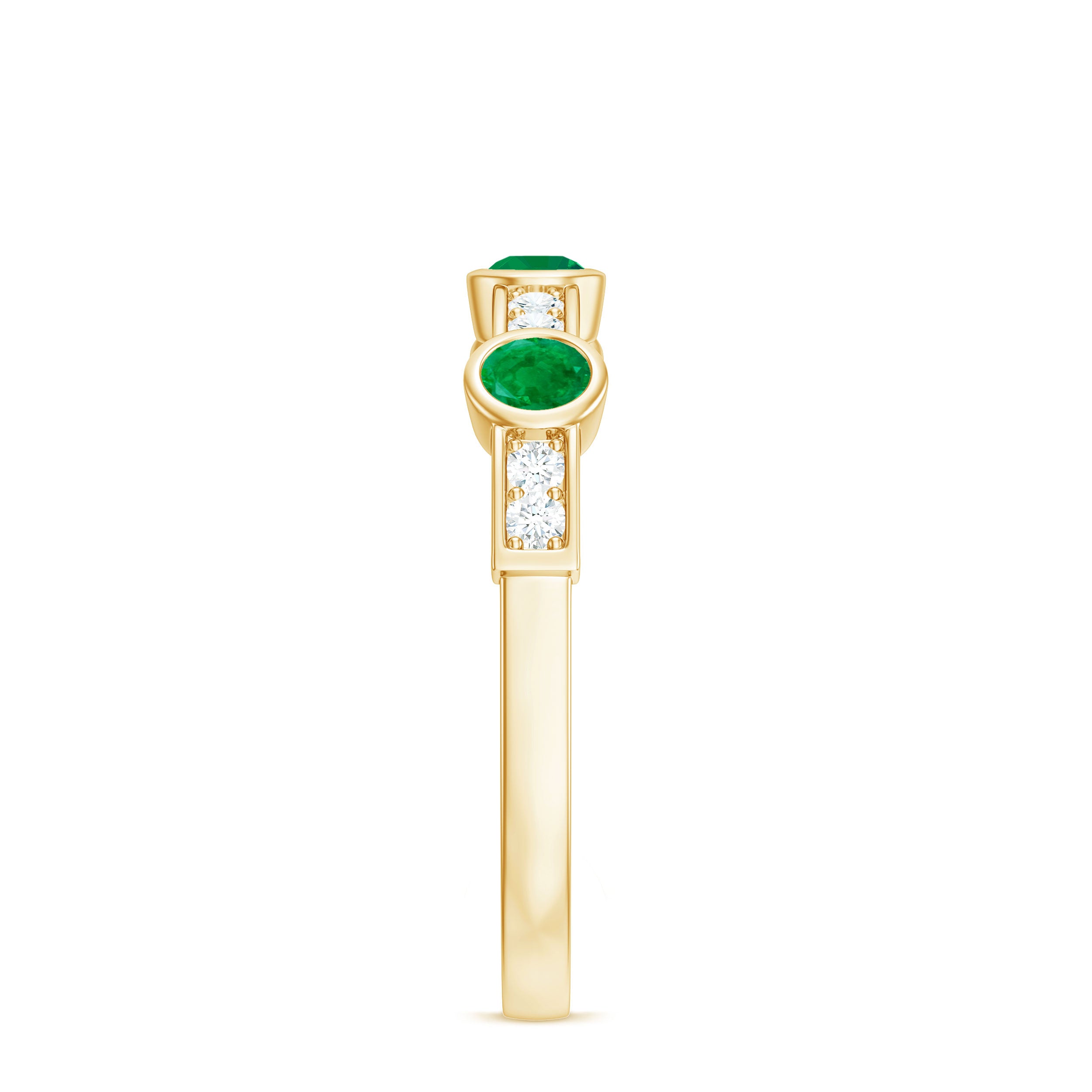 Certified Real Emerald Half Eternity Ring with Diamond AAA - Rosec Jewels