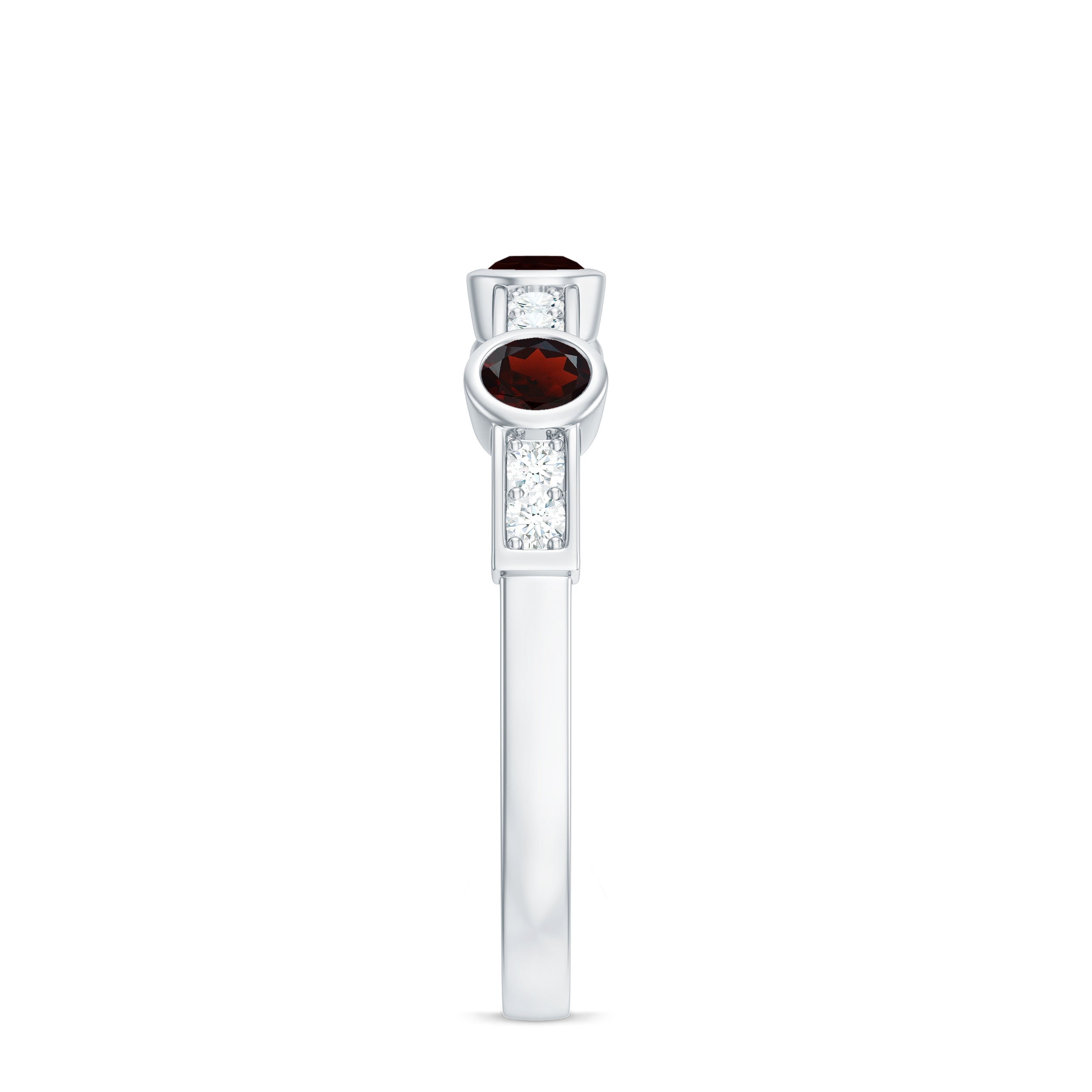 Certified Real Garnet Diamond Half Eternity Ring AAA - Rosec Jewels