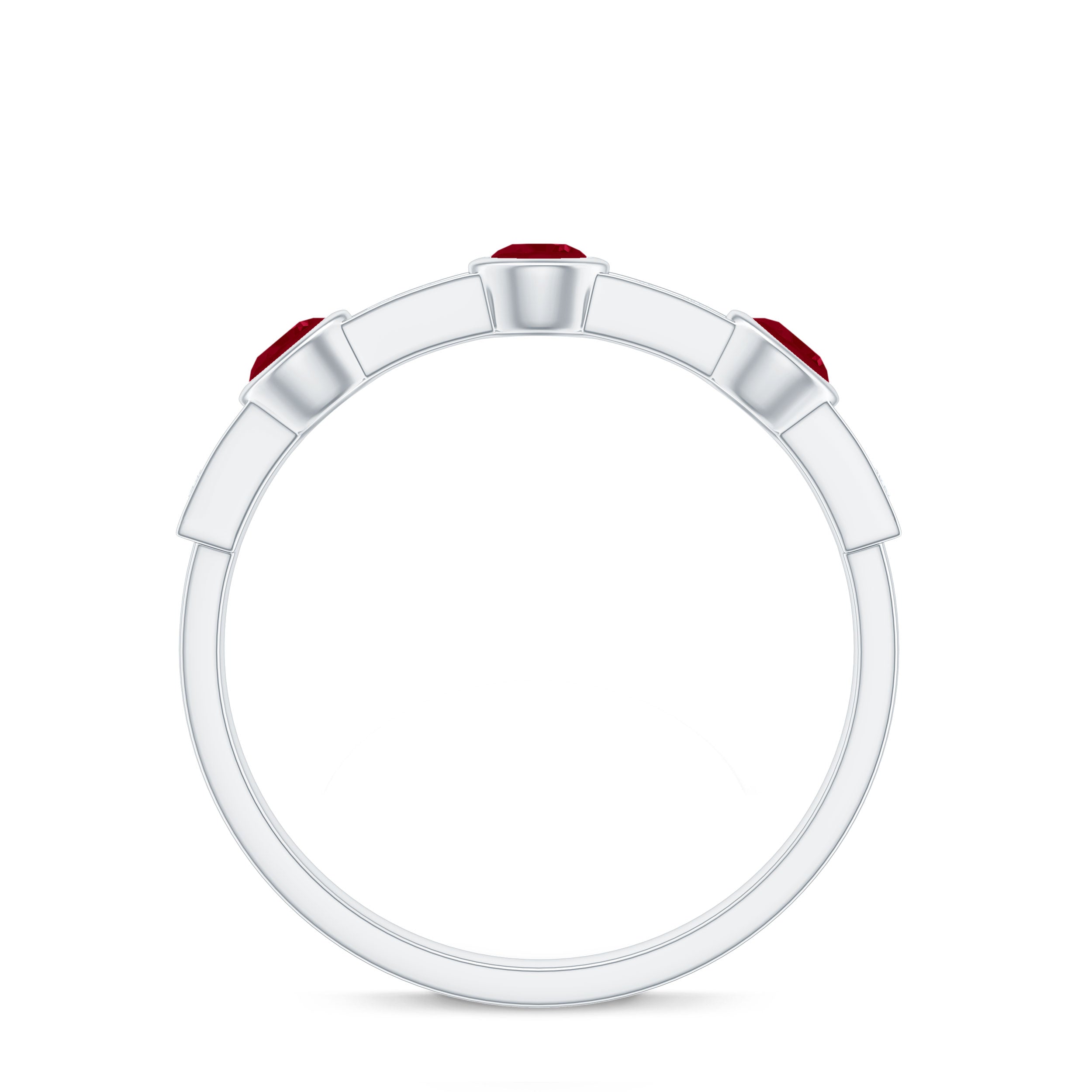 Natural Bezel Set Ruby Half Eternity Ring with Diamond AAA - Rosec Jewels