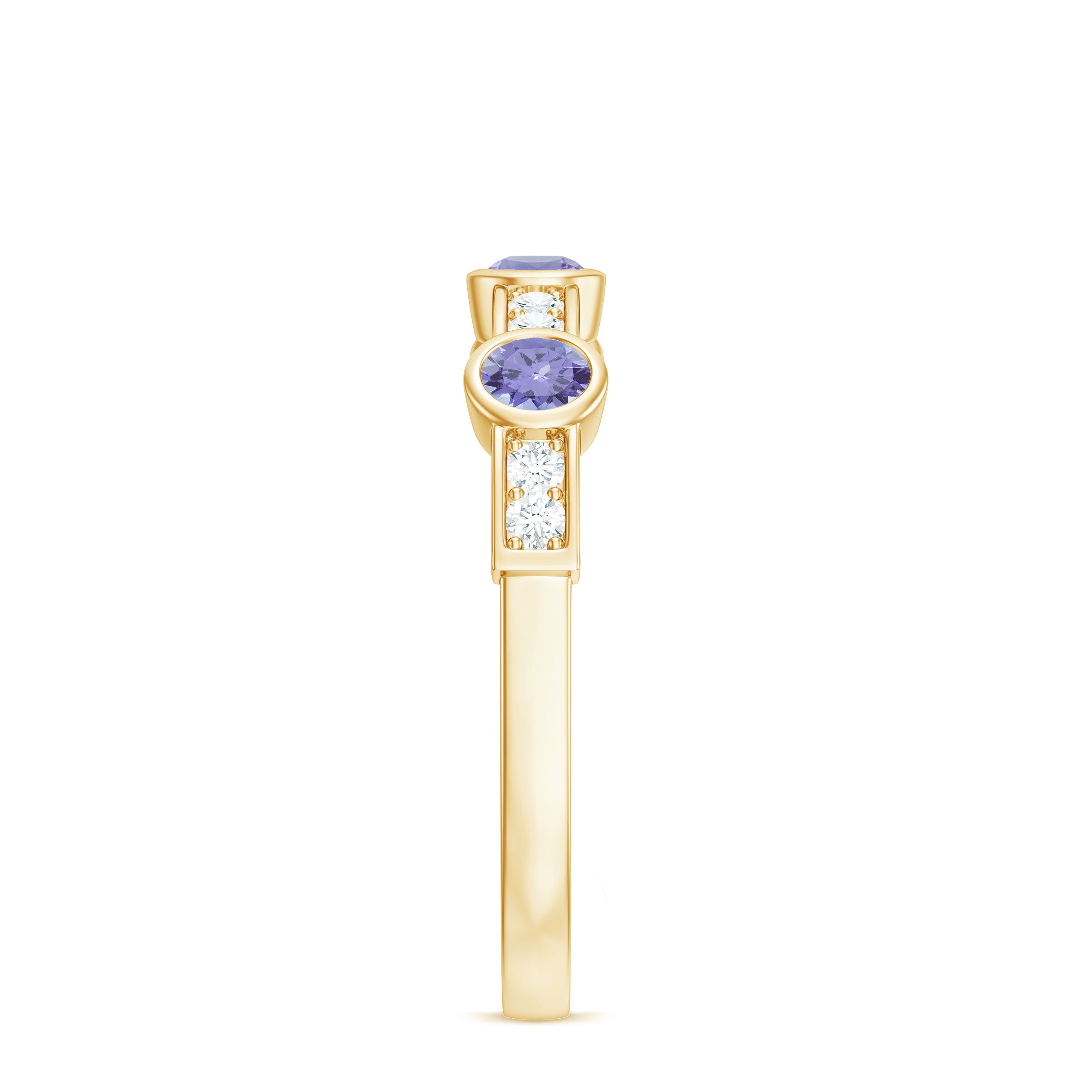 Certified Real Tanzanite Diamond Half Eternity Ring AAA - Rosec Jewels
