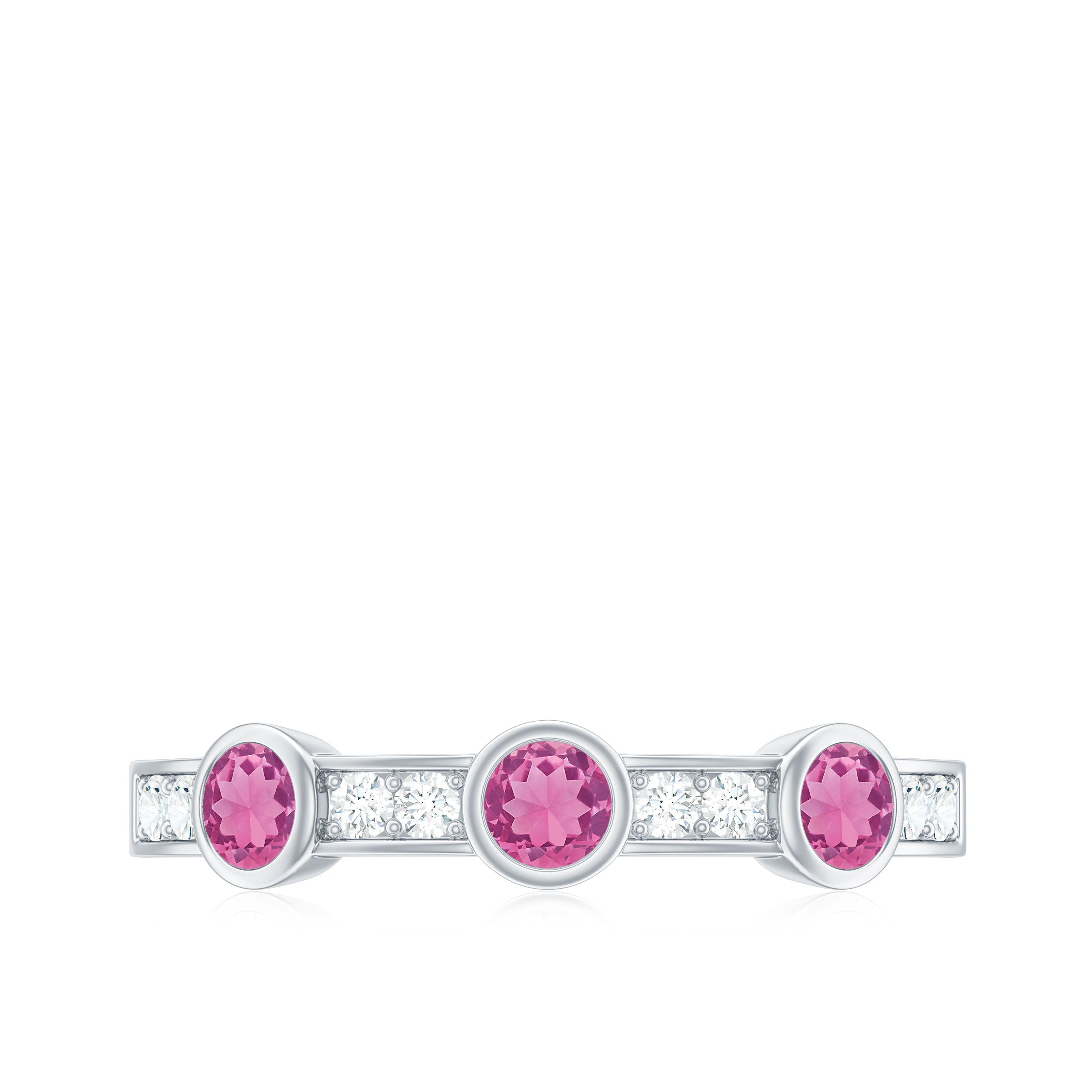 Rosec Jewels-Pink Tourmaline and Diamond Minimal Half Eternity Band Ring