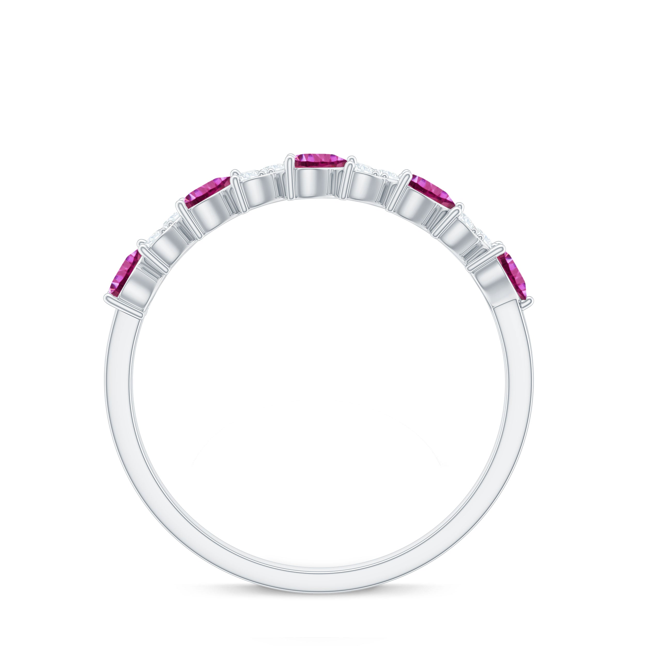 Rosec Jewels-Heart Shape Half Eternity Ring with Pink Tourmaline and Diamond