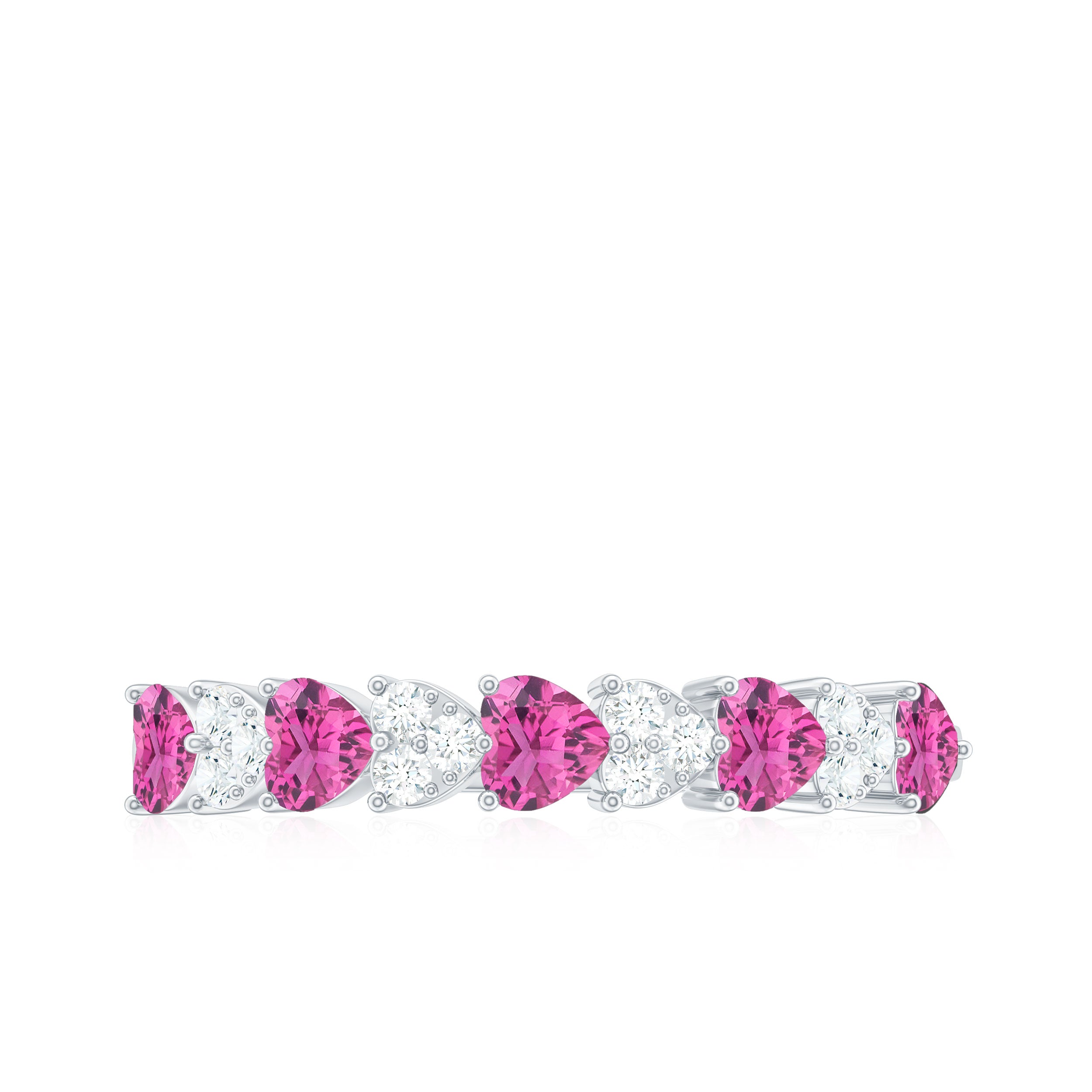 Rosec Jewels-Heart Shape Half Eternity Ring with Pink Tourmaline and Diamond