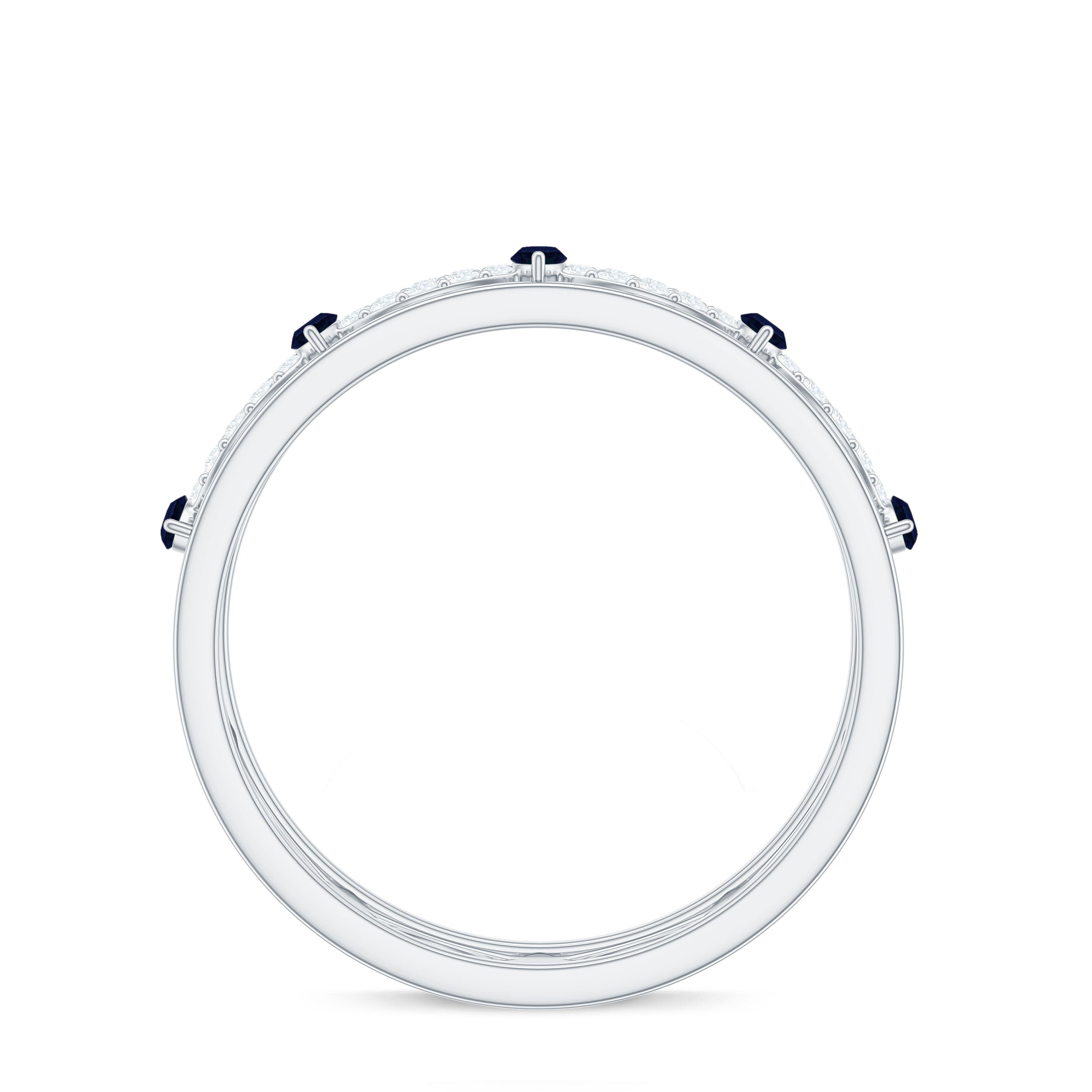 Rosec Jewels-Natural Blue Sapphire Infinity Wedding Band with Diamond