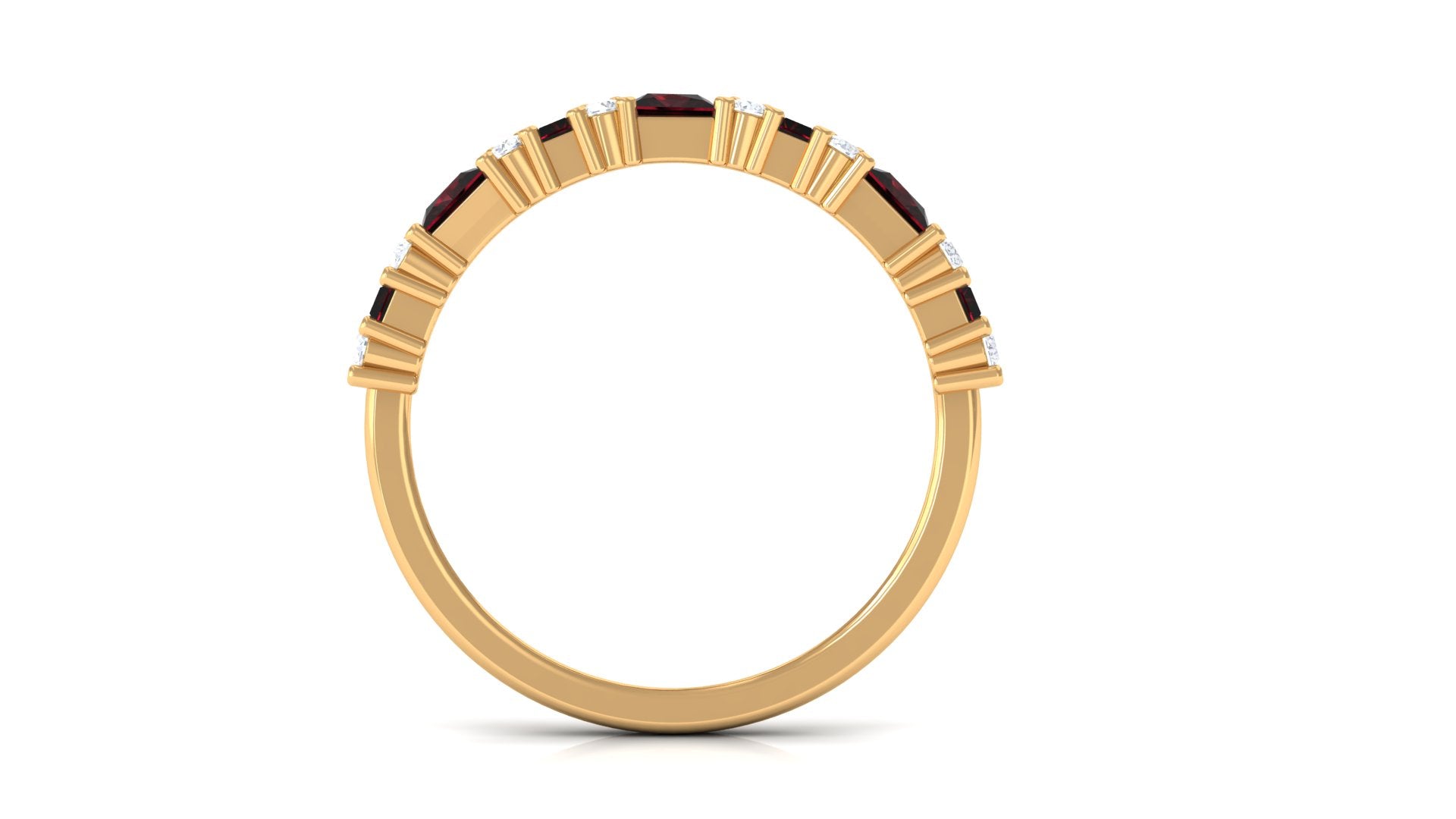 Rosec Jewels-Natural Red Garnet Half Eternity Ring with Diamond