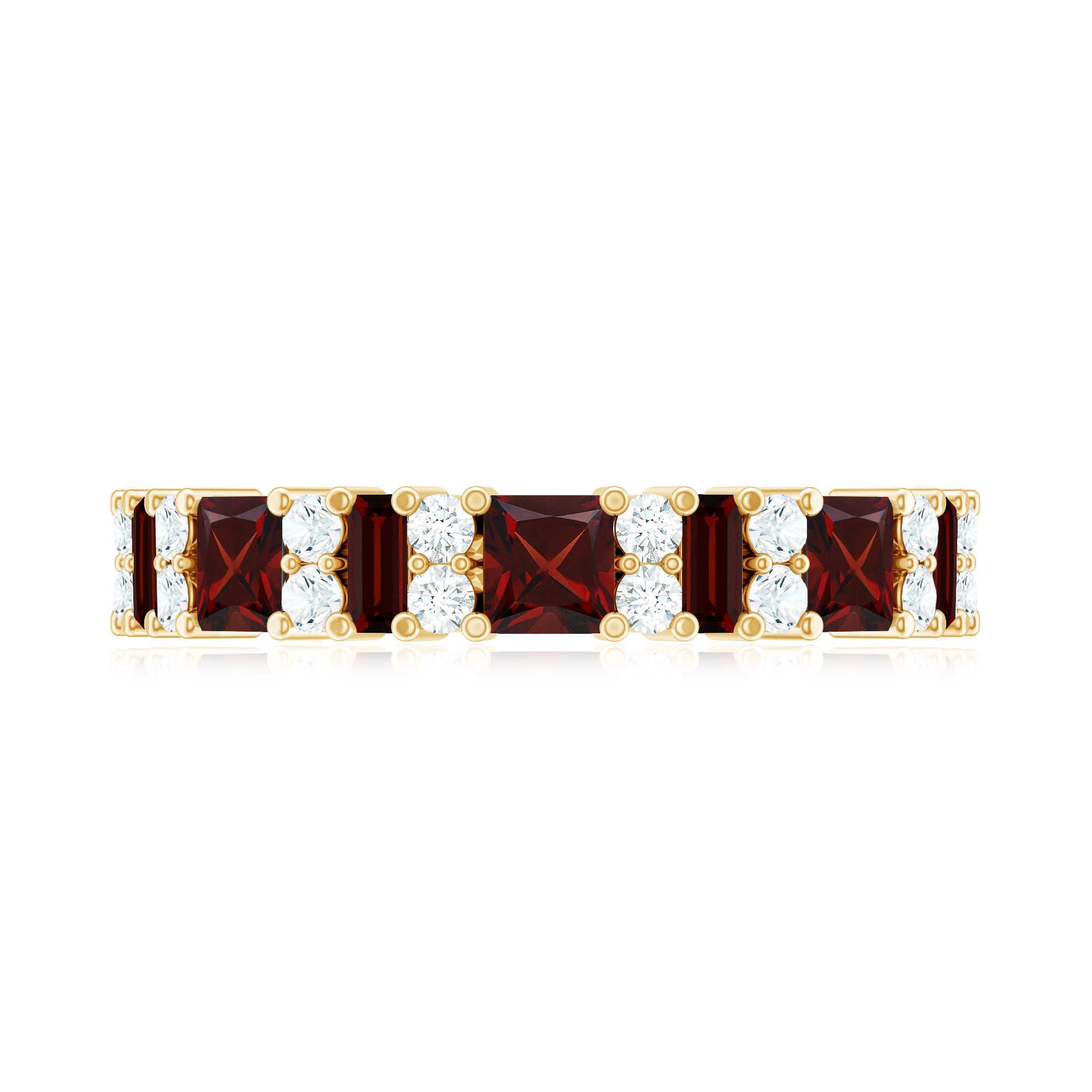 Rosec Jewels-Natural Red Garnet Half Eternity Ring with Diamond